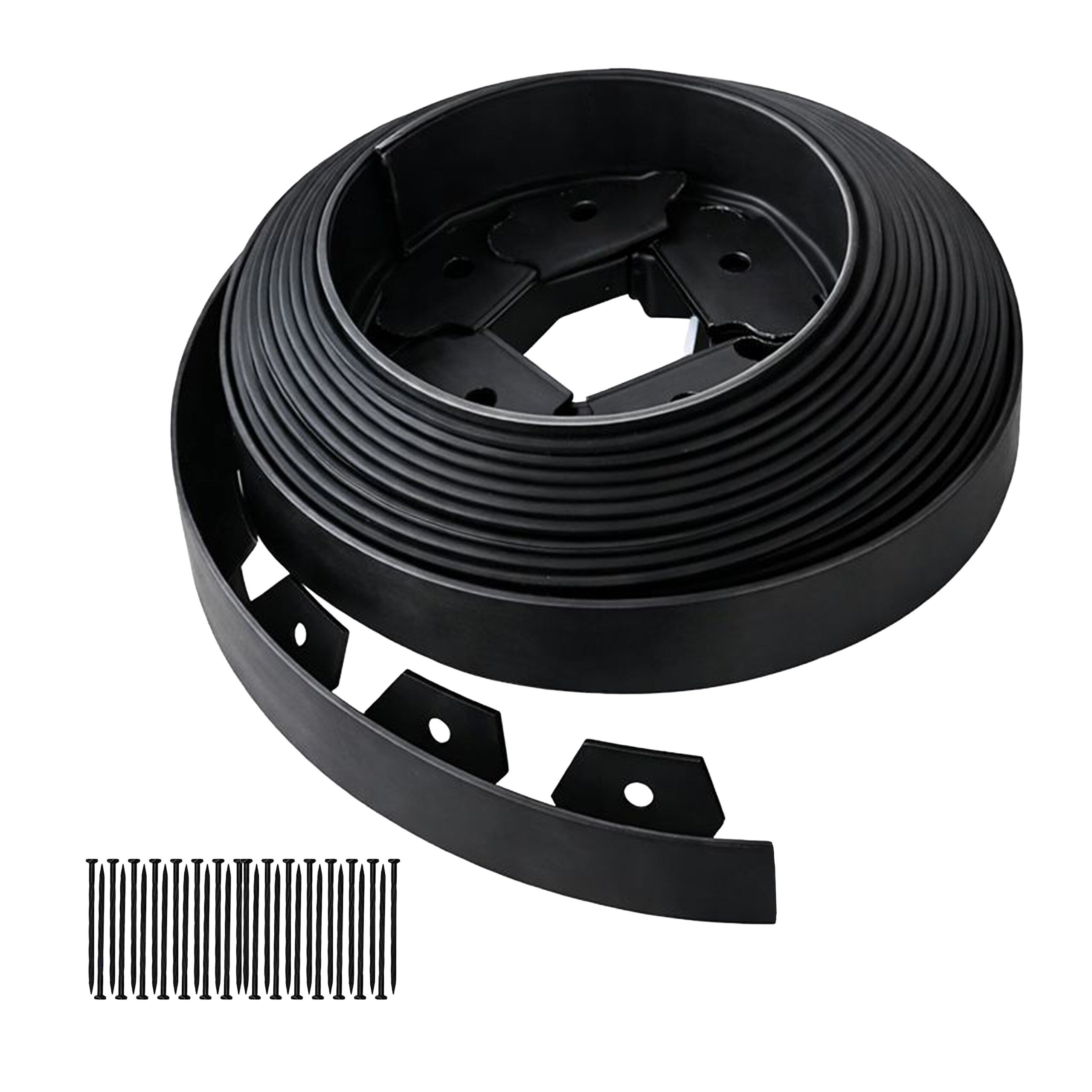 Bordo Per Prato Flessibile In PVC Nero 10m X 5cm: Kit Completo Con 30 Picchetti Per Aiuole E Giardino