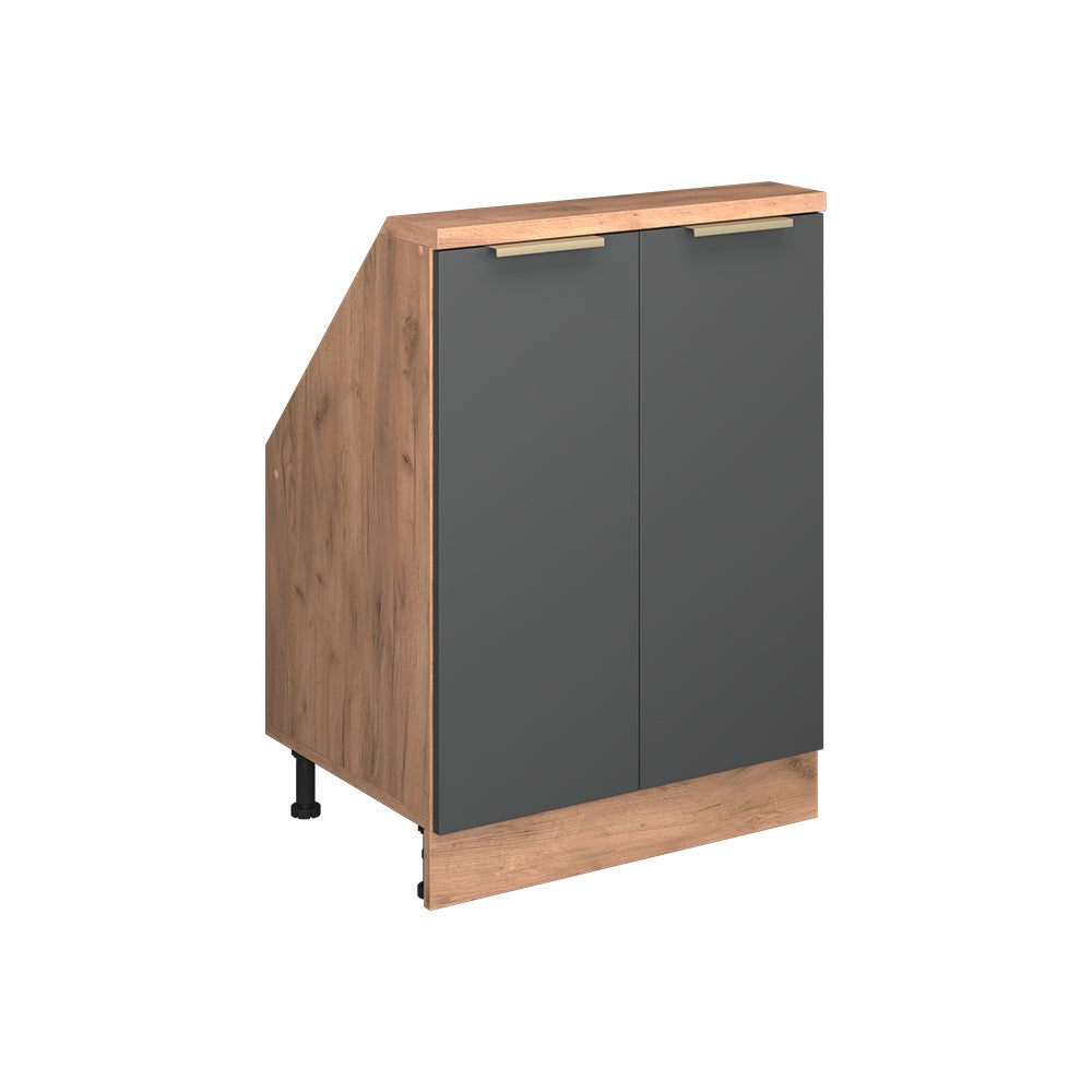 Vicco Szafka kuchenna na dach skośny R-Line, Antracyt/złoty dąb power, 60 cm z 2 drzwiami