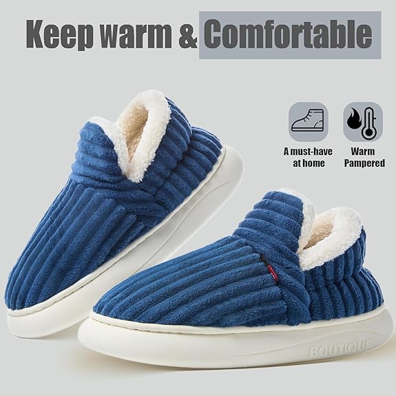 Pantoufles pour hommes et femmes, mules chaudes et confortables en mousse à mémoire de forme, antidérapantes, automne et hiver 38-39 - 4