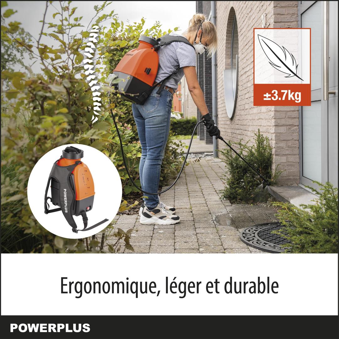 Powerplus Dual Power Pulvérisateur à Batterie POWDPG80460 - 20 V à Dos,6 Bars,1500 ml/min.,16 l, 4 Buses Incluses, Outillage Jardin - 4