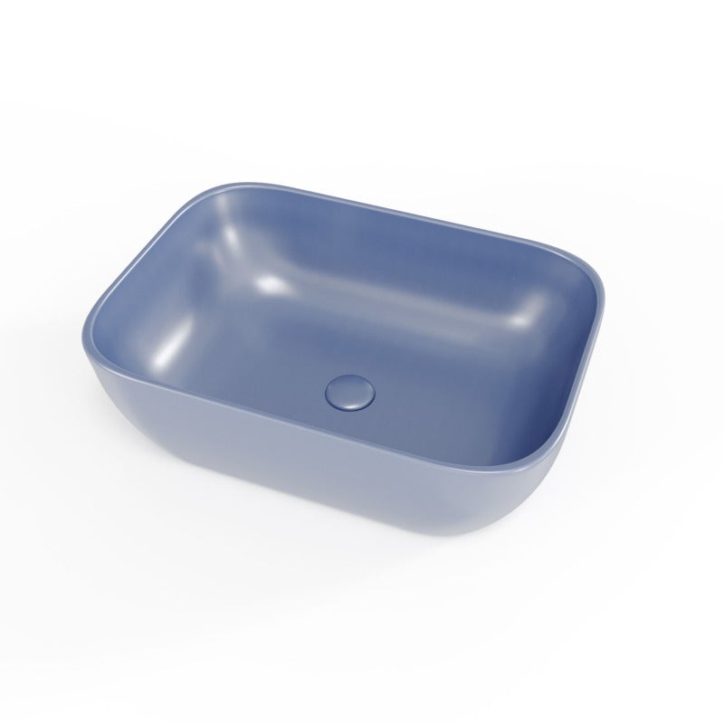 Infinitio Vasque à poser 45,5 x 32,5 x 13,5 cm, sans trop-plein, Bleu foncé mat (SATINF4532DBLM) - 2
