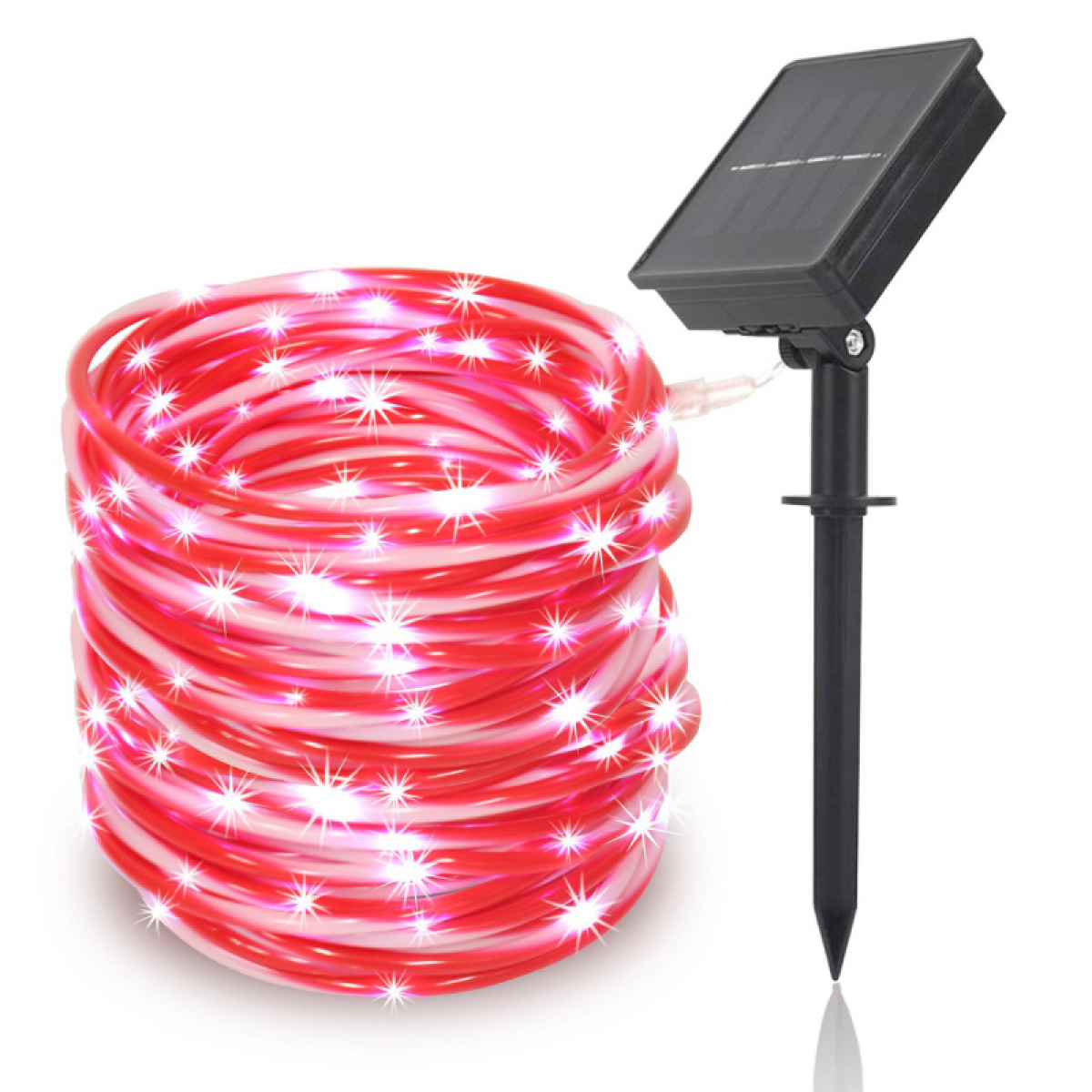 Zewnętrzna solarna girlanda świetlna, 33 stopy, 100 LED, wodoodporna PVC, na wesela i przyjęcia bożonarodzeniowe