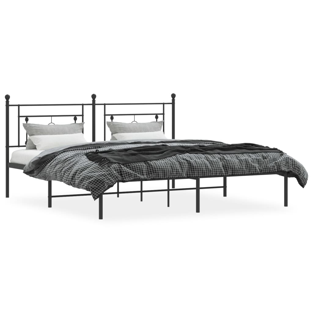 Estructura cama sin colchón con cabecero metal negro 183x213 cm vidaXL - 4