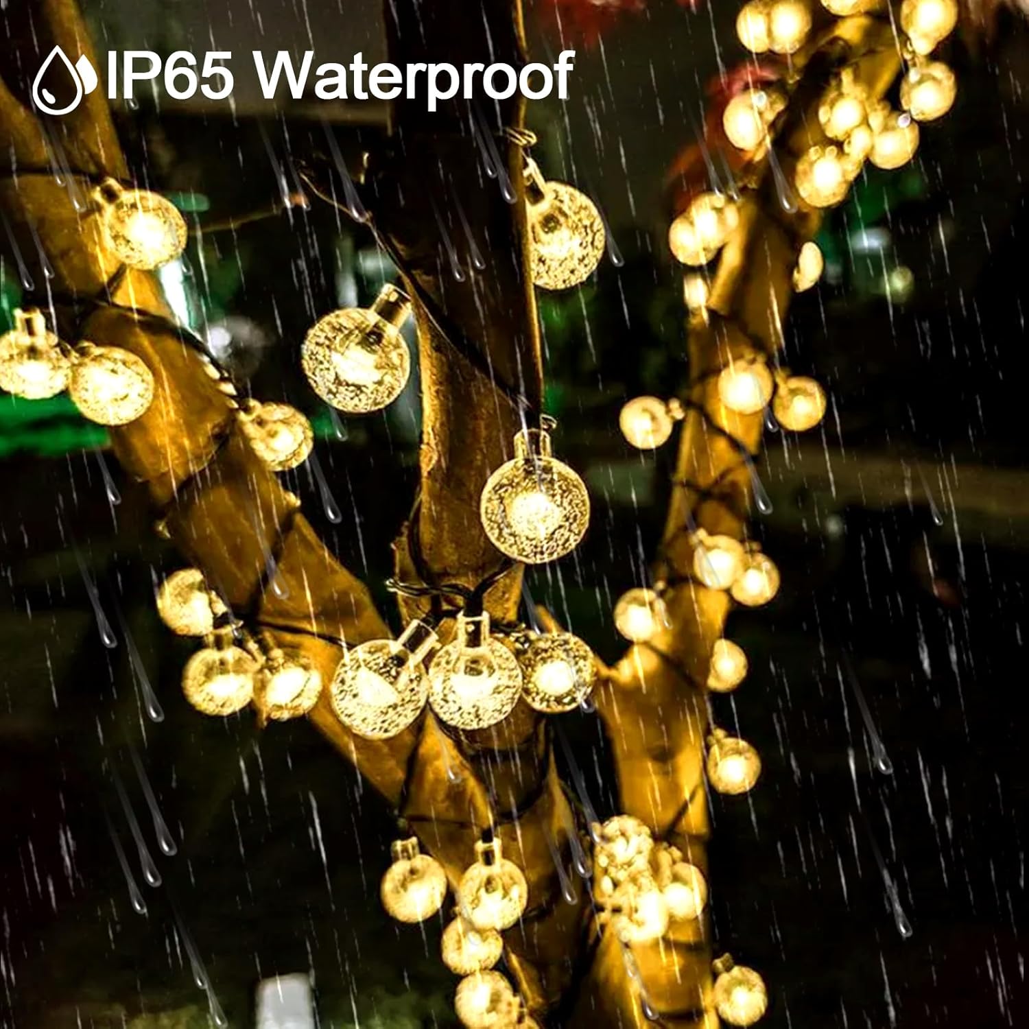 Guirlande lumineuse solaire étanche, boule à bulles de couleur chaude, idéale pour les fêtes de Noël, les mariages et les jardins, 7 m x 1,8 cm - 3