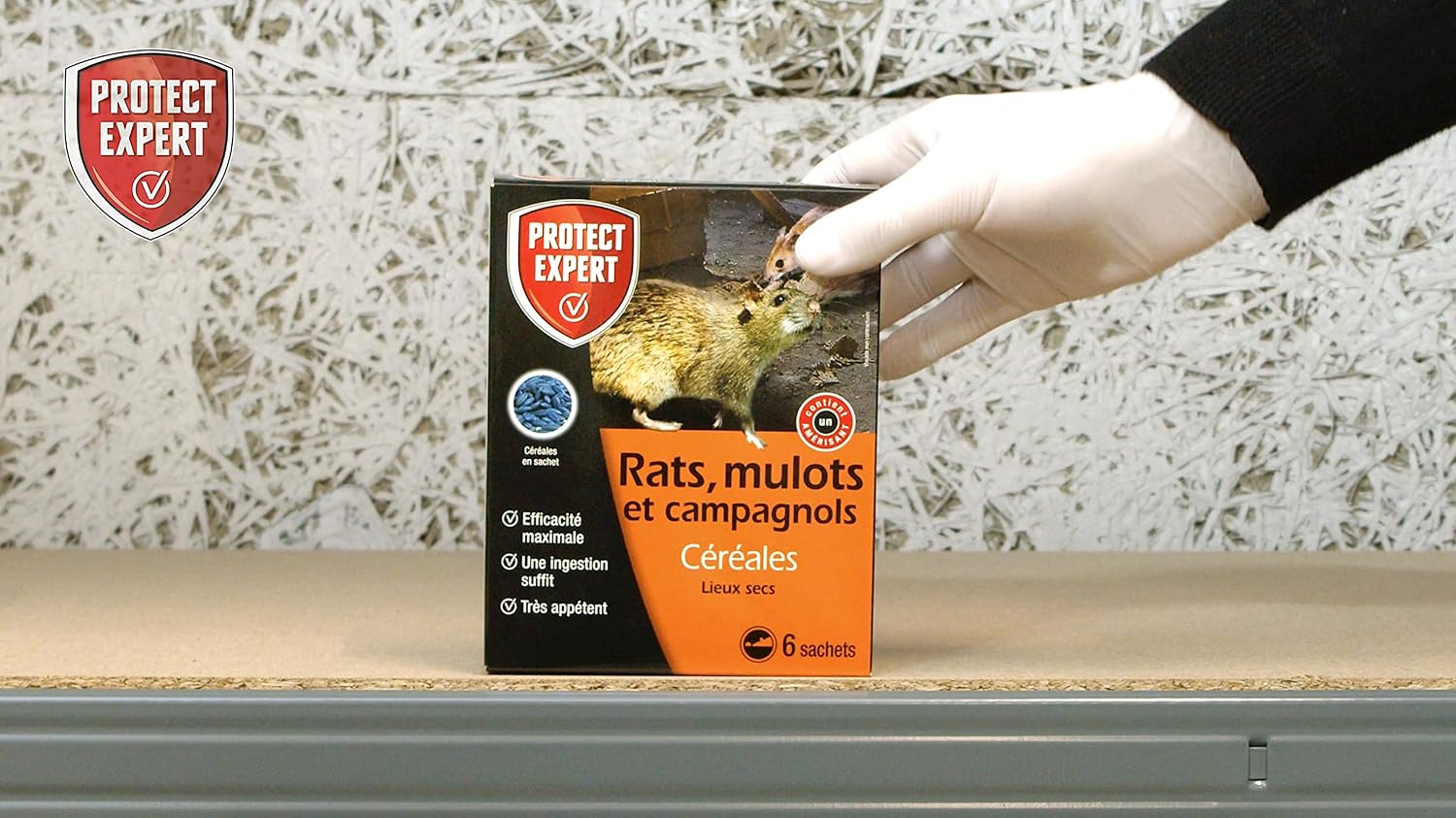 Versione italiana — RAMUCAM150 Anti Rats, Mulots & campagnols - 6 sachets de céréales - Lieux Secs - 125g - Efficacité Maximale - Une Ingestion Suffit - 6