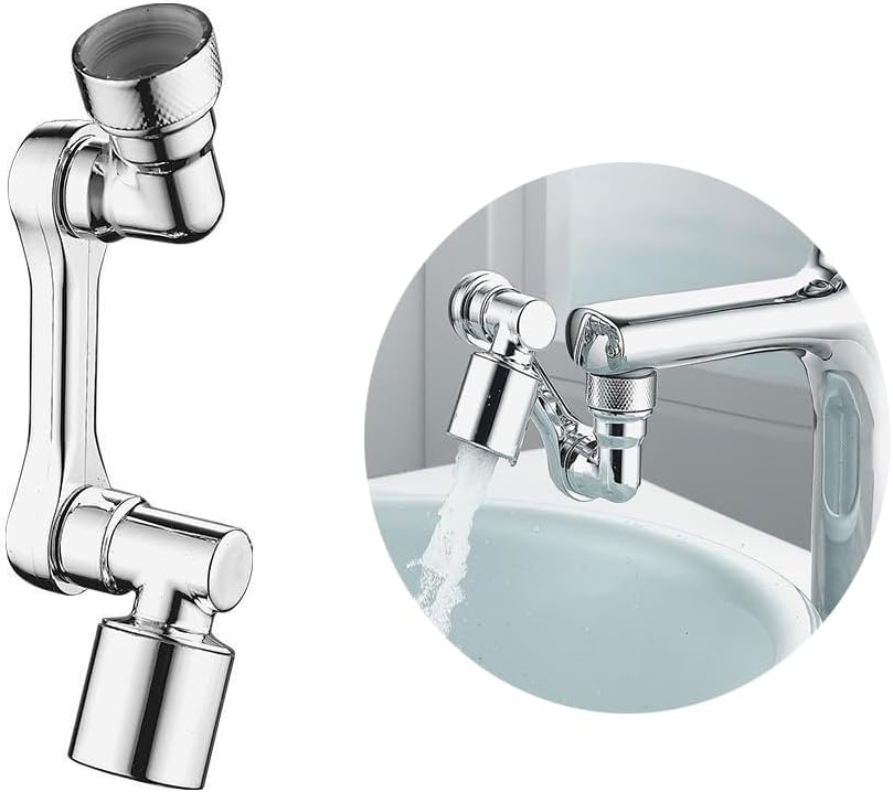 Aerator rotativ argintiu, duză extensibilă pentru chiuvete bucătărie și baie. Adaptor rotativ pentru economisirea apei. Practic și versatil.