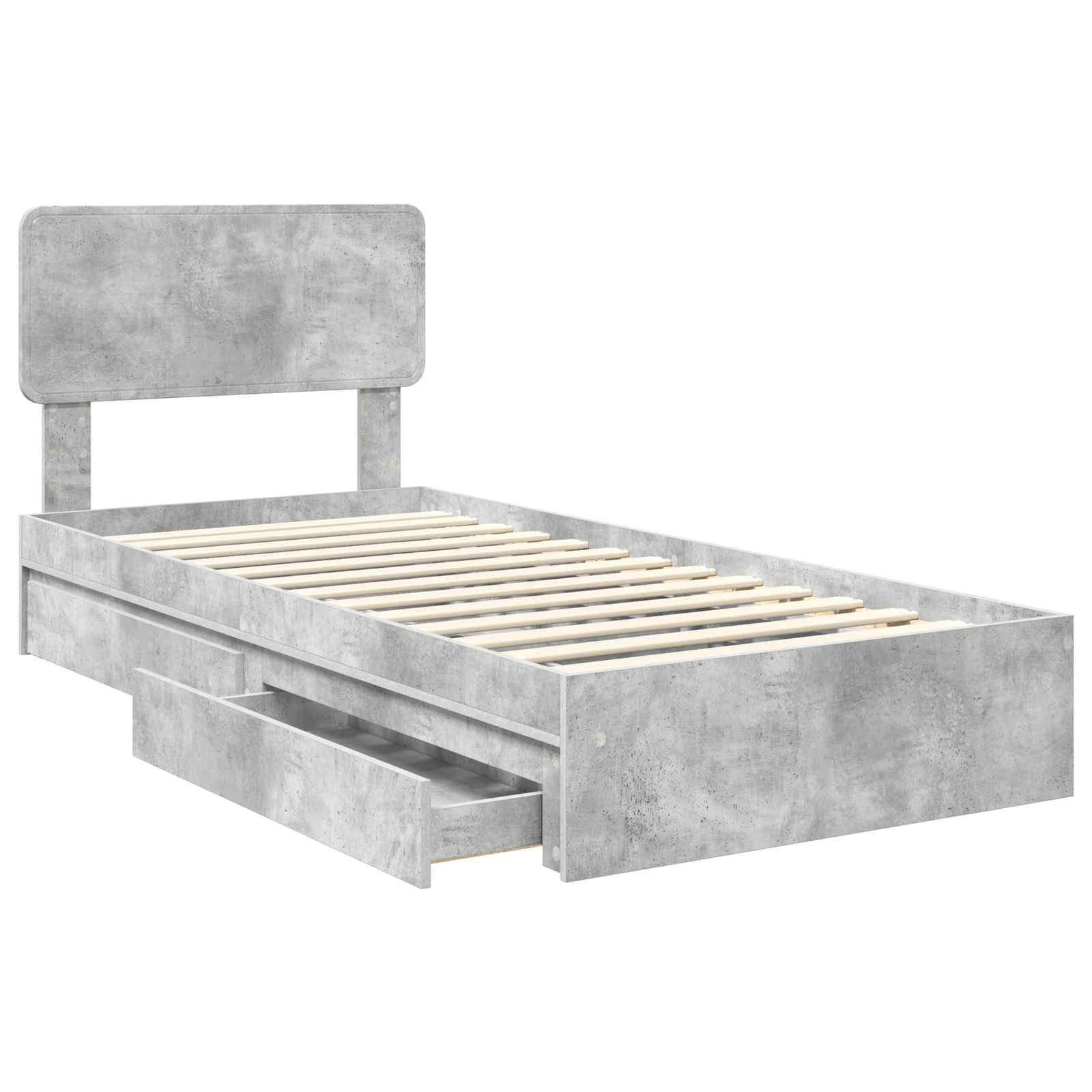 Lit de rangement Gris béton 90 x 190 cm panneau de bois - 5