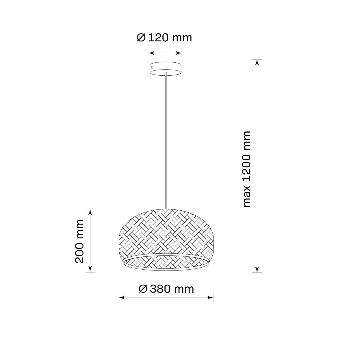 Lampa wisząca Korfu beżowo-czarna 1xE27x20W boho wym: 120 x 38 x 38 cm bambus Polux - 4