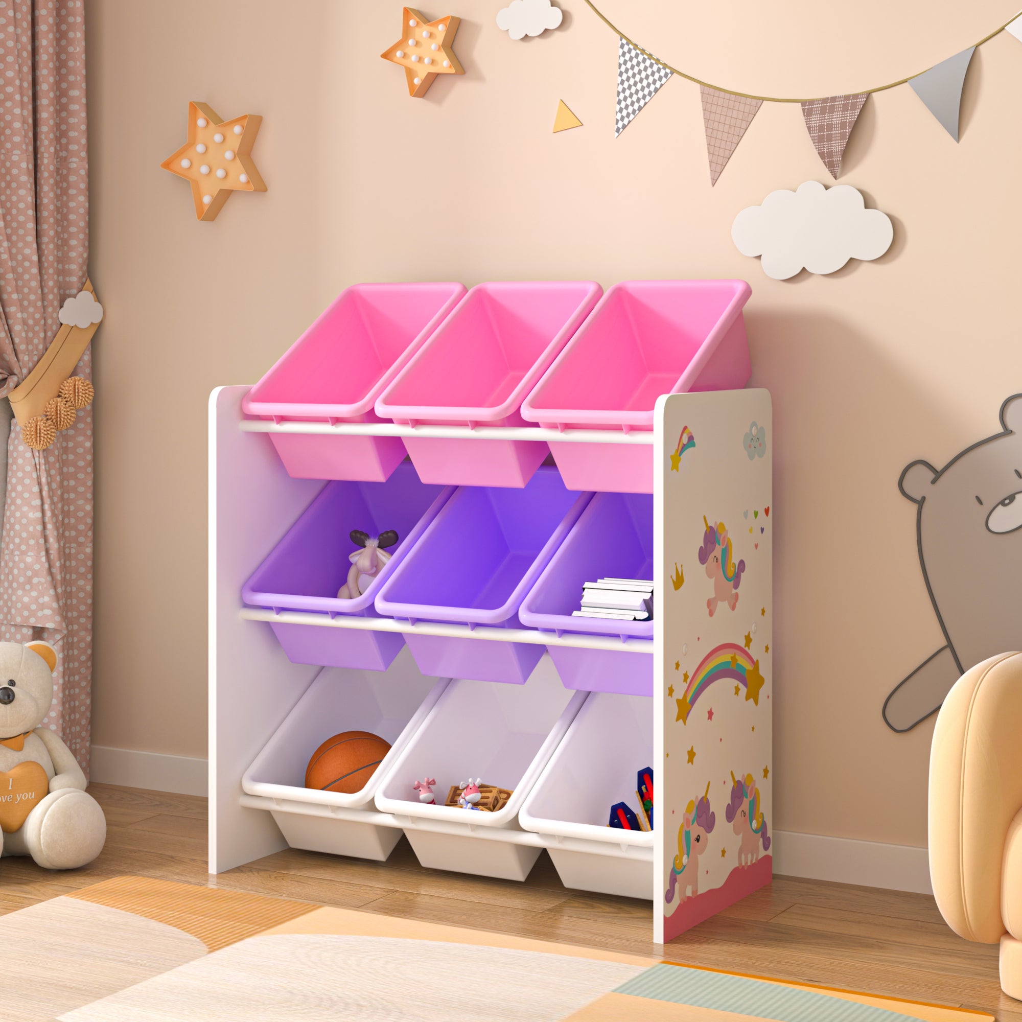 Bibliothèque pour Chambre enfant en MDF Violet H. 60 x l. 62 x P. 26.5 ...