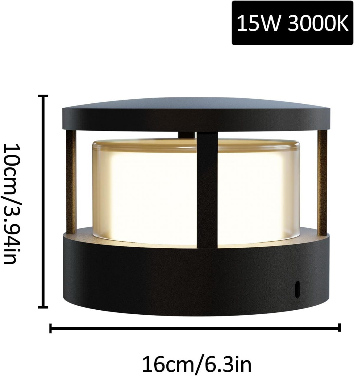 Lampada da giardino cilindrica 10 cm - Colonna LED 7W bianco caldo, IP65 impermeabile per vialetti, cortili, terrazze - 7
