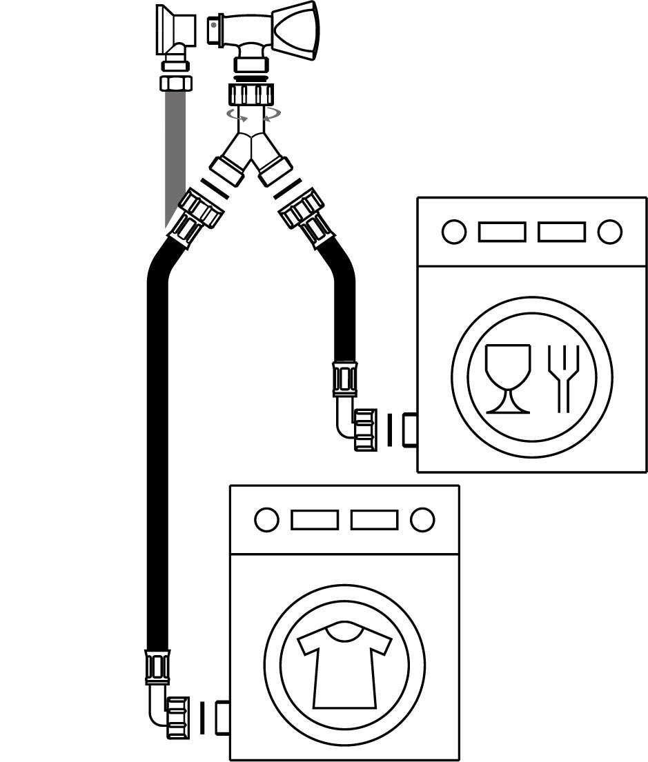 Tubo para máquina de lavar roupa com cotovelo, fêmea - fêmea 3/4 ' - Comprimento de 2,00 metros Quick Plomberie - 2
