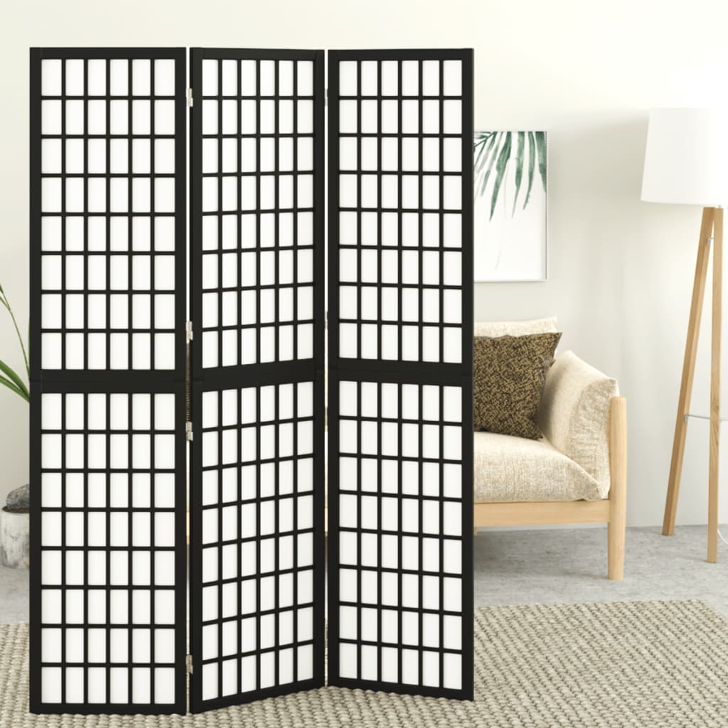 Maison exclusive - biombo plegable con 3 paneles estilo japonés negro 120x170 cm