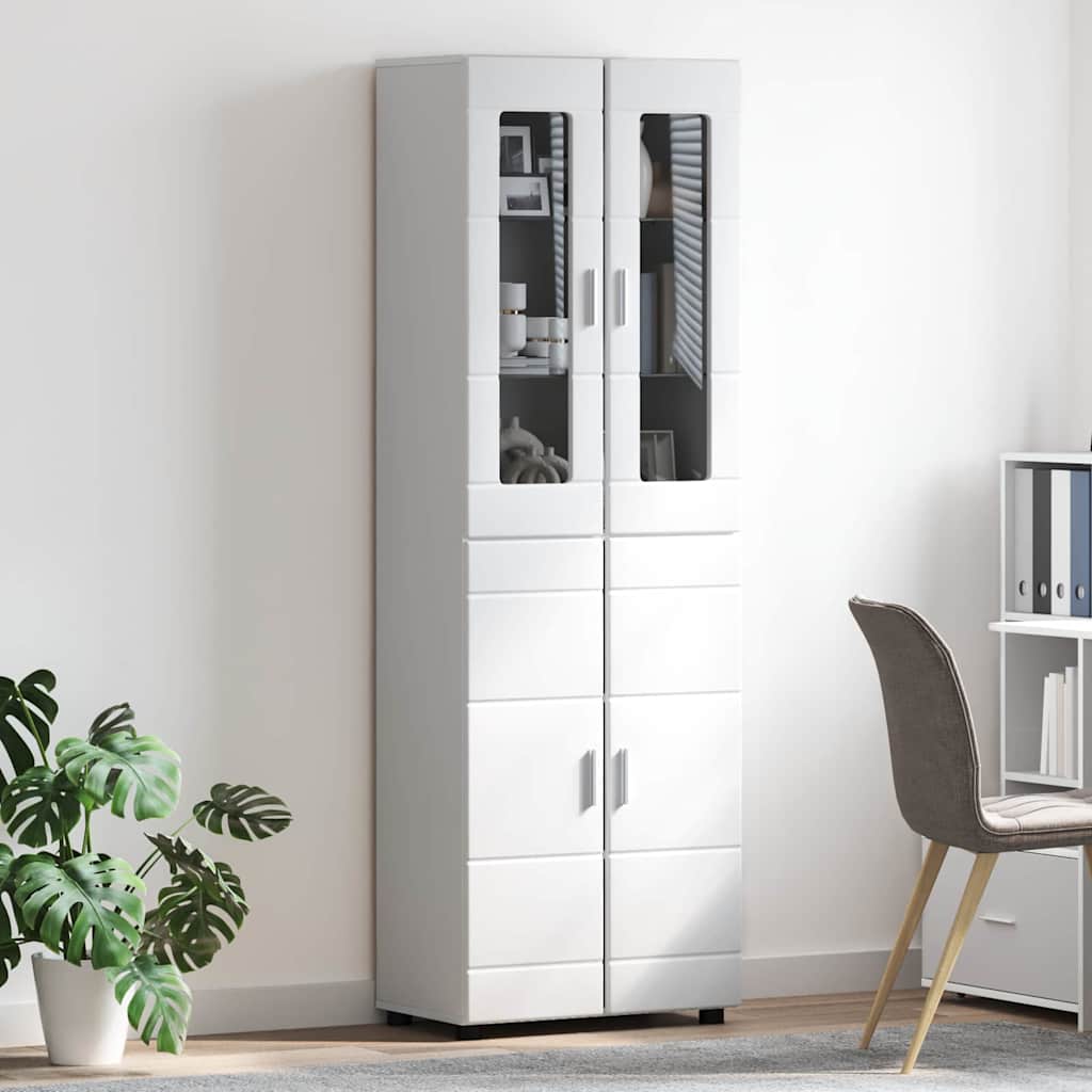 Armoire Haut de rangement - Armoire De Chambre avec porte Blanc brillant 60 x 35 x 182 cm - 4
