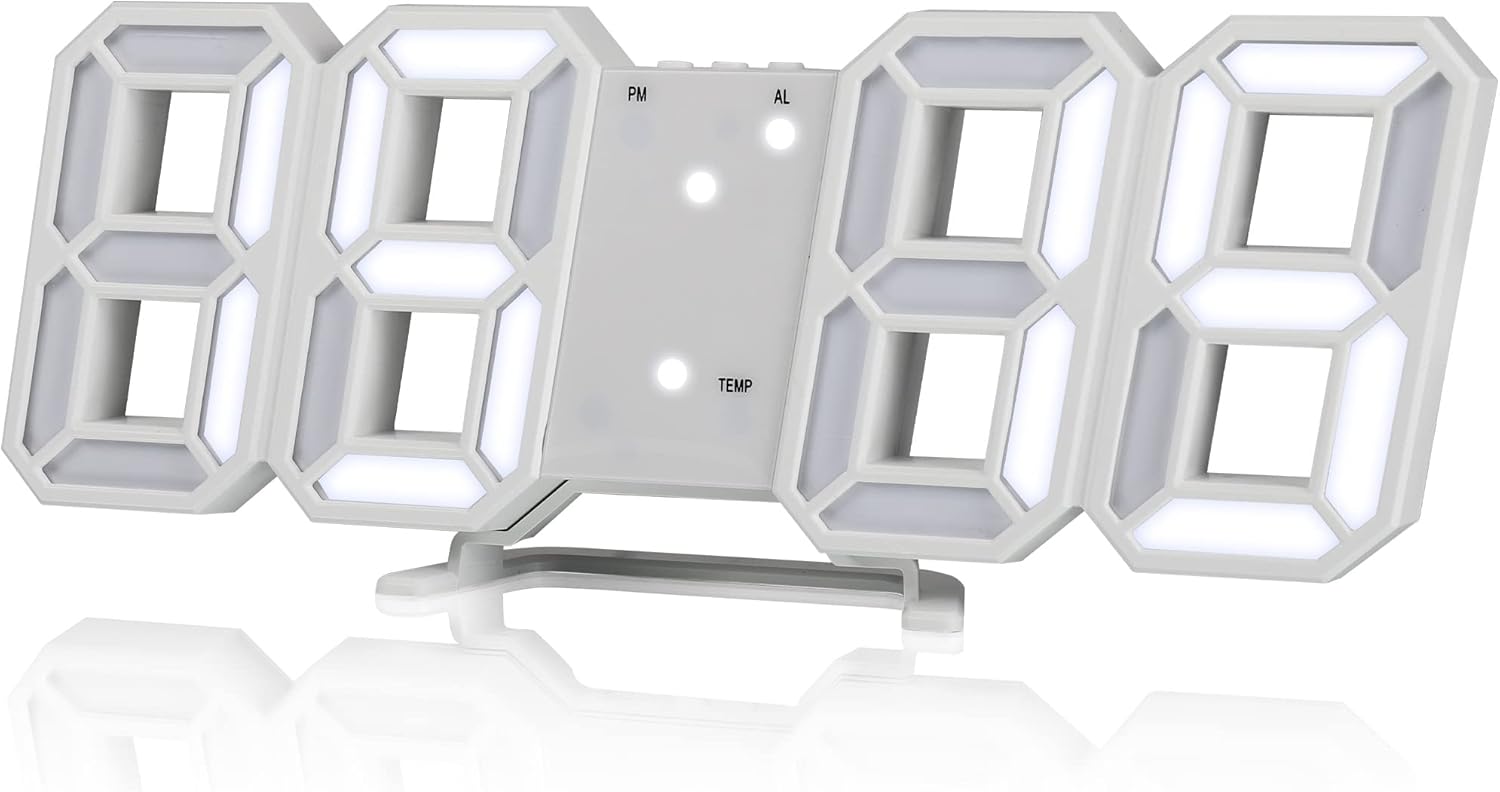 Horloge murale numérique, horloge de bureau numérique LED minimaliste, alarme numérique 3D, horloge murale pour la maison, le salon, le bureau - 2