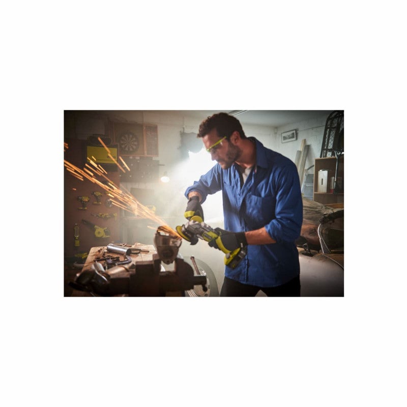 Smerigliatrice Angolare RYOBI One+ 18V Senza Batteria - 115 Mm, Con Disco Abrasivo, Sicurezza E Impugnatura 3 Posizioni