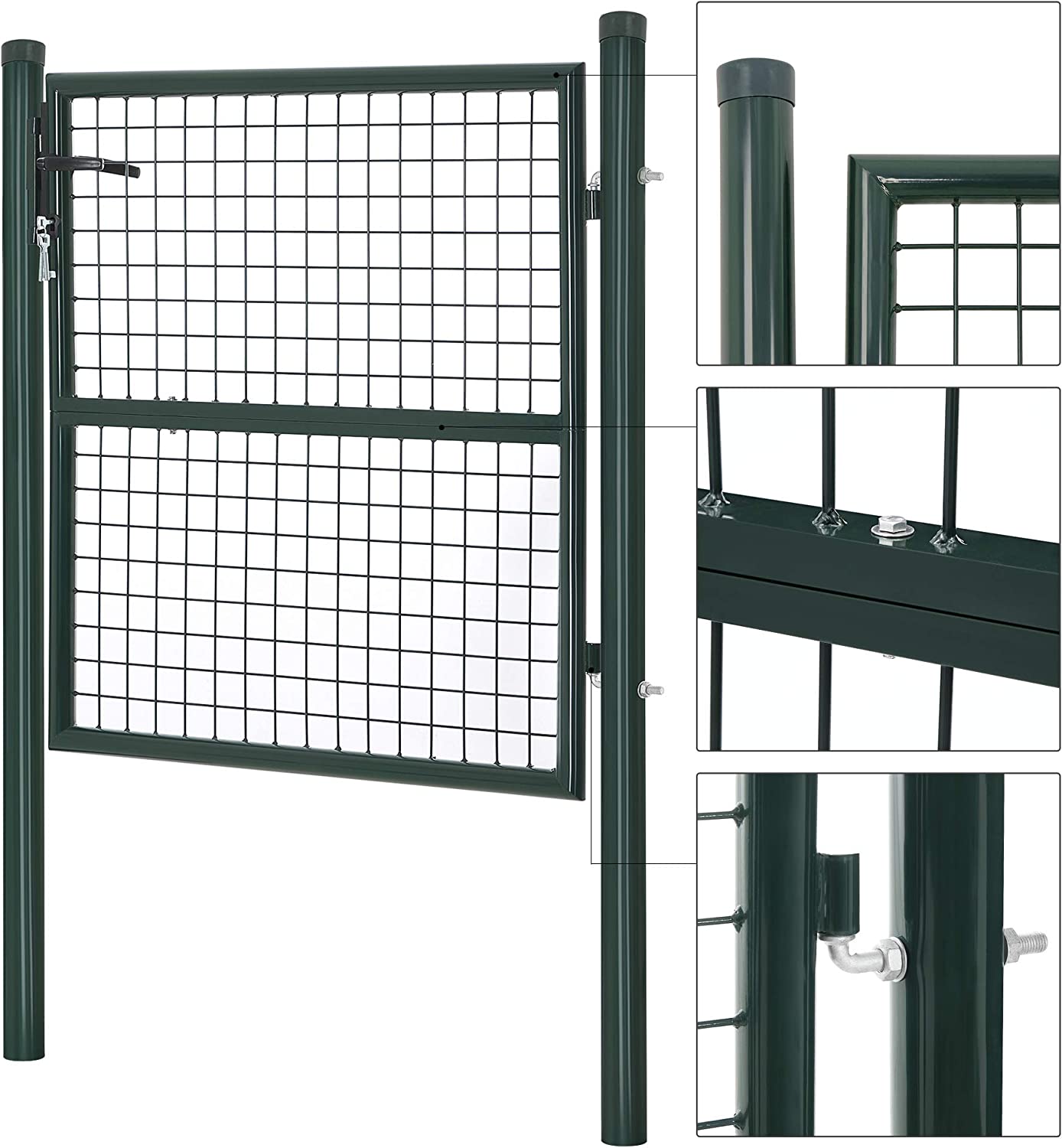 Songmics portillon de jardin en acier galvanisé, portail de jardin, porte de clôture,106 x 150 cm (l x h), vert - 3