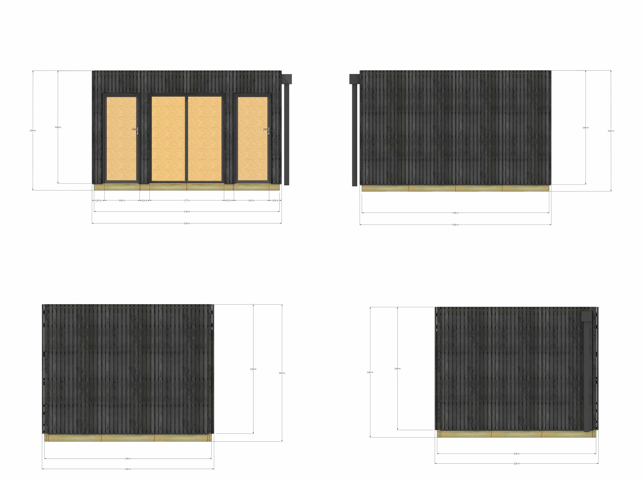 Studio de jardin sans permis en bois 4,4 x 3,5 x 2,7 m avec plancher isolé / menuiseries alu k-line - 4