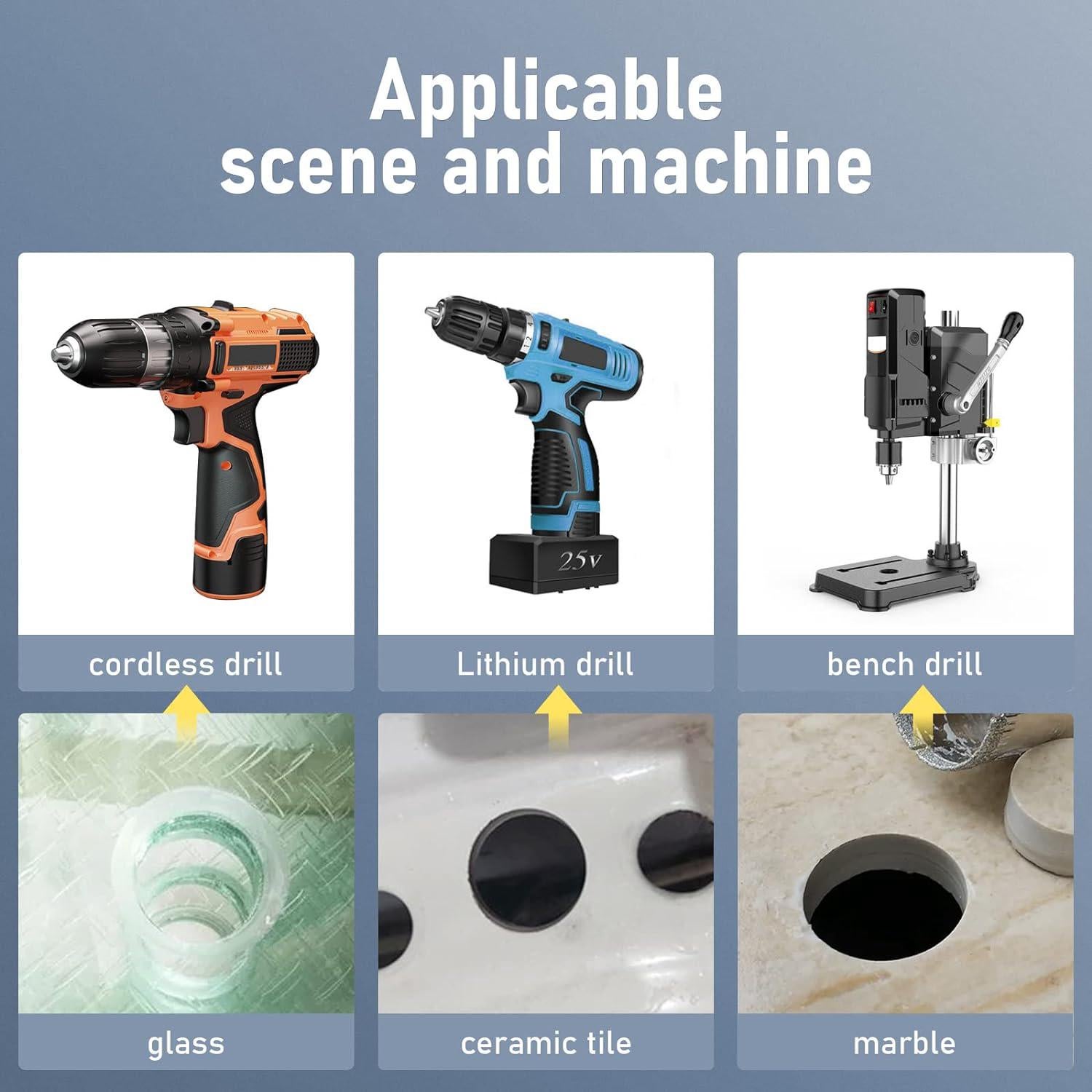 Scie cloche diamantée avec mèche pilote de centrage, diamantée, pour verre, carrelage, céramique, marbre (100 mm) - 5