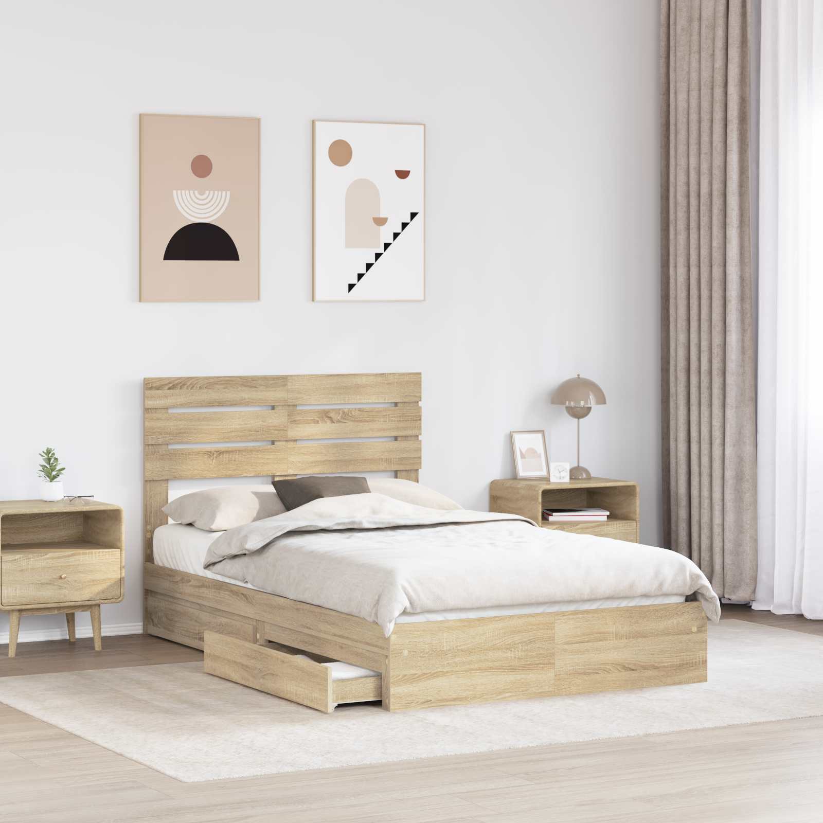 Lit de Rangement Chêne 120 x 200 cm Bois d'ingénierie - 3