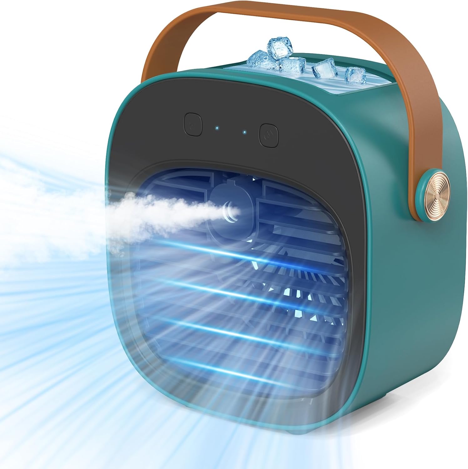 Mini klimatyzator przenośny, cichy klimatyzator mobilny, ładowanie przez USB, mały nawilżacz powietrza, zielony