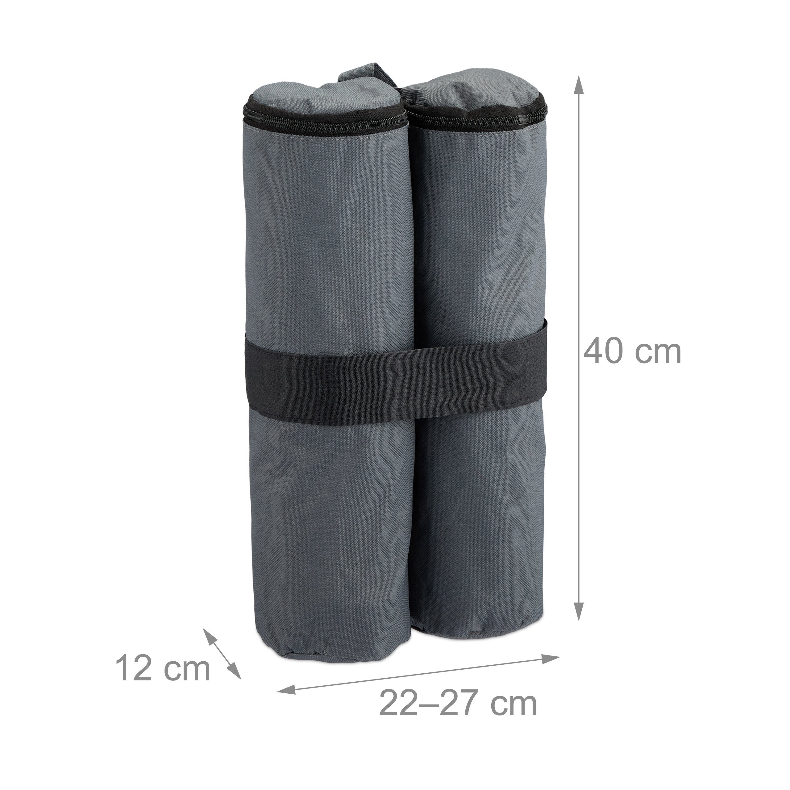 Sacs de lestage pour tonnelle, lot de 4, tissu Oxford, à remplir de sable ou de pierres, gris, Relaxdays - 4
