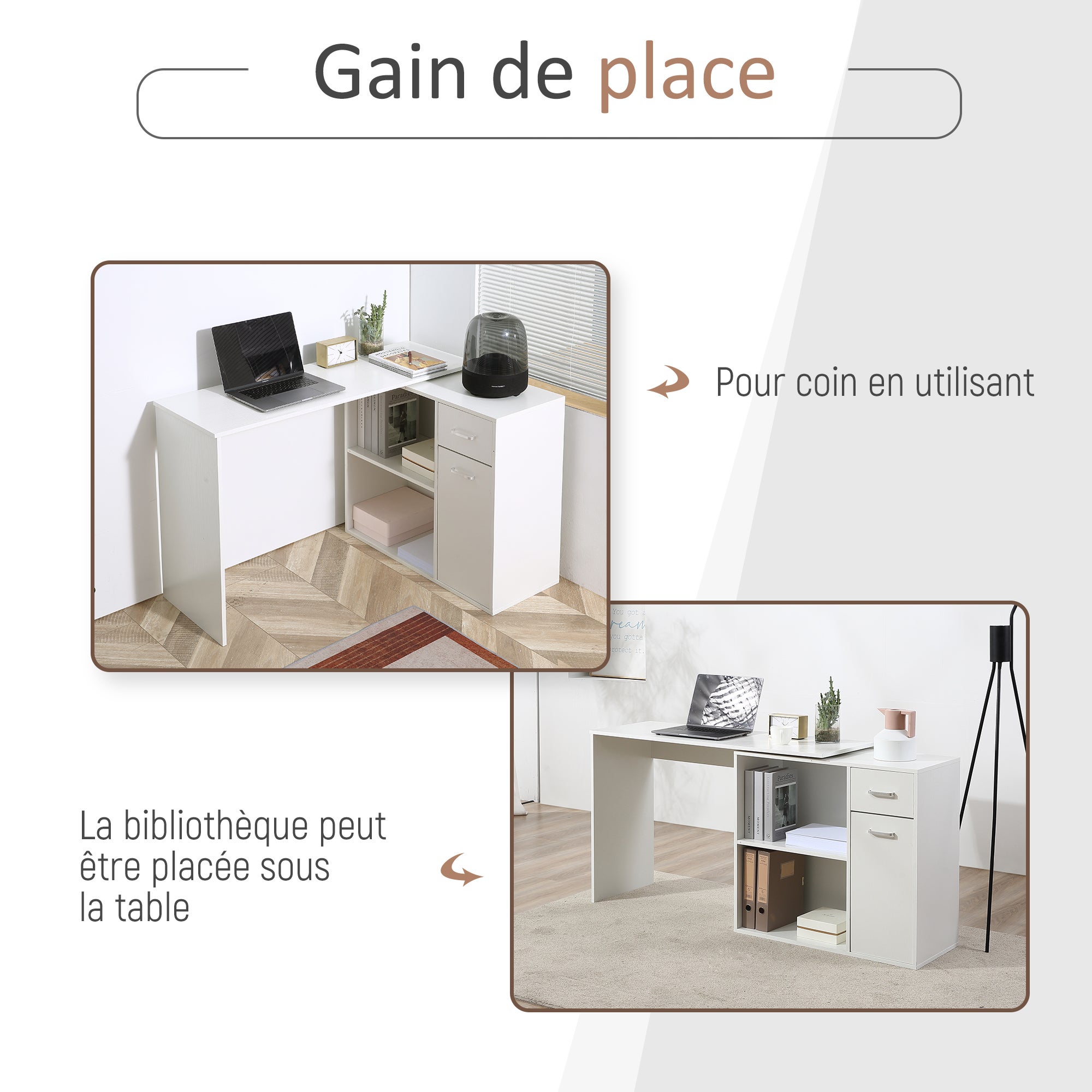 Bureau d'angle panneau de particules HOMCOM - 4