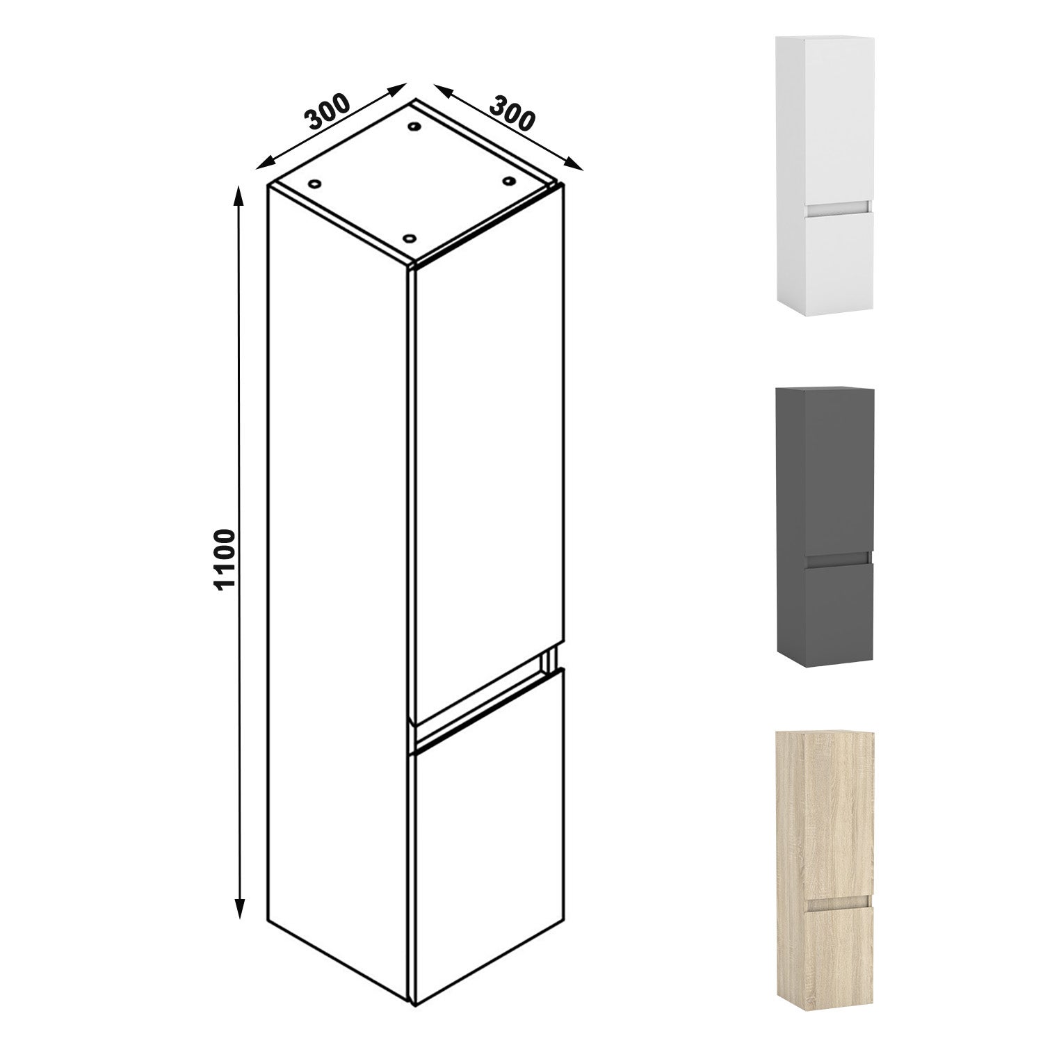 Ensemble meubles Salle de Bain 120cm double vasque + colonne + miroir lumineux Chêne Wotan - 5