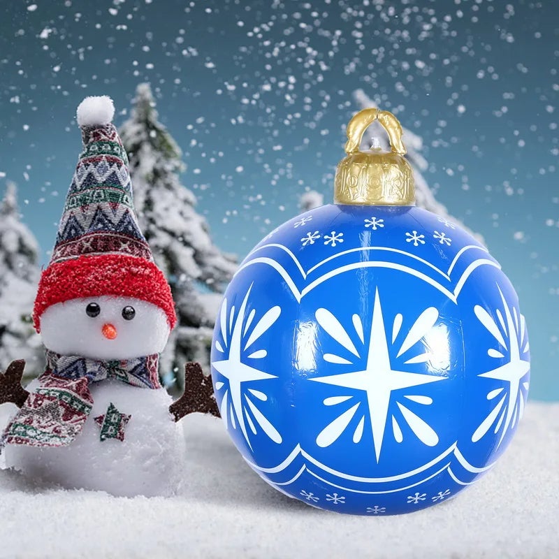 Boule De Noël Géante Gonflable 61 Cm – Bonhomme De Neige LED, Décoration Extérieure