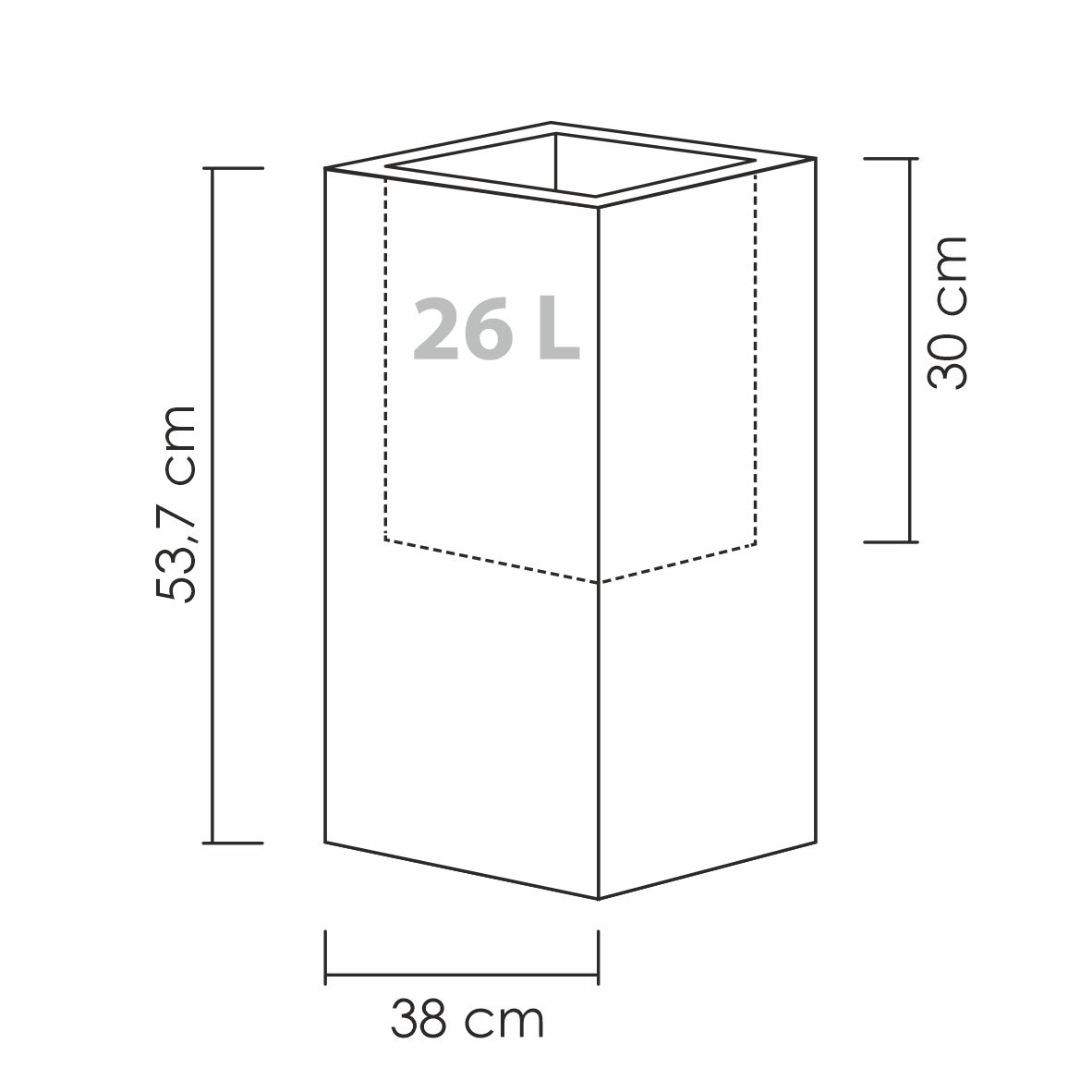 Scheurich C-Cube High 54, vase/pot à fleurs/jardinière, carré, coloris: Stony Black, fabriqué avec du plastique recyclé, pour l’extérieur - 2