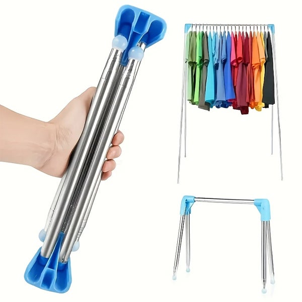 Étendoir à linge pliable télescopique portable, tige de séchage de vêtements de voyage en acier inoxydable, étendoir à linge pliable télescopique