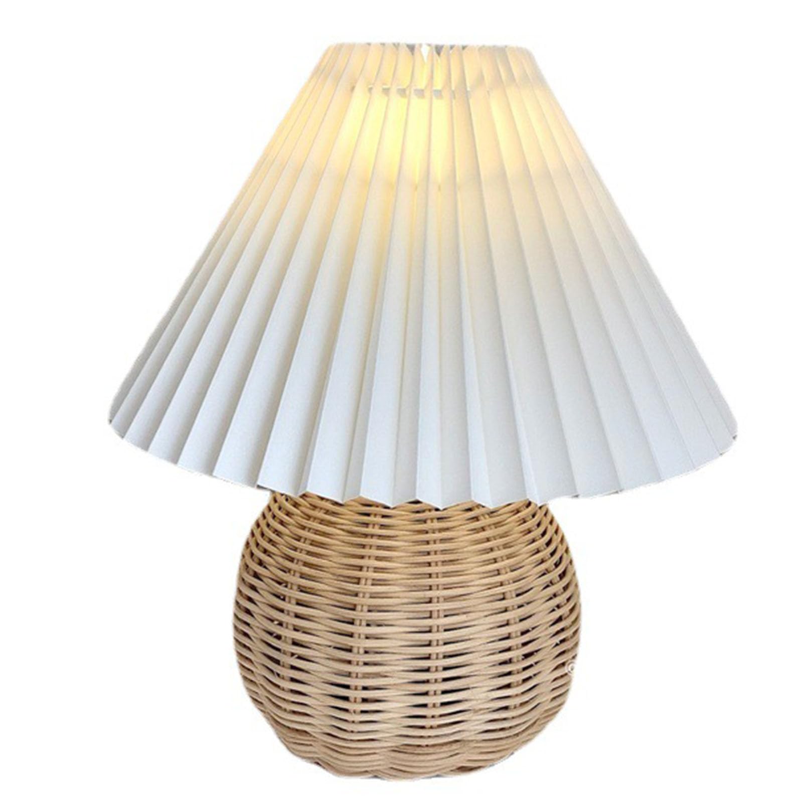 Lampa biurkowa w stylu vintage, lampa rattanowa, lampa z wikliny rattanowej, mała lampka nocna USB, do sypialni, salonu, lampka nocna