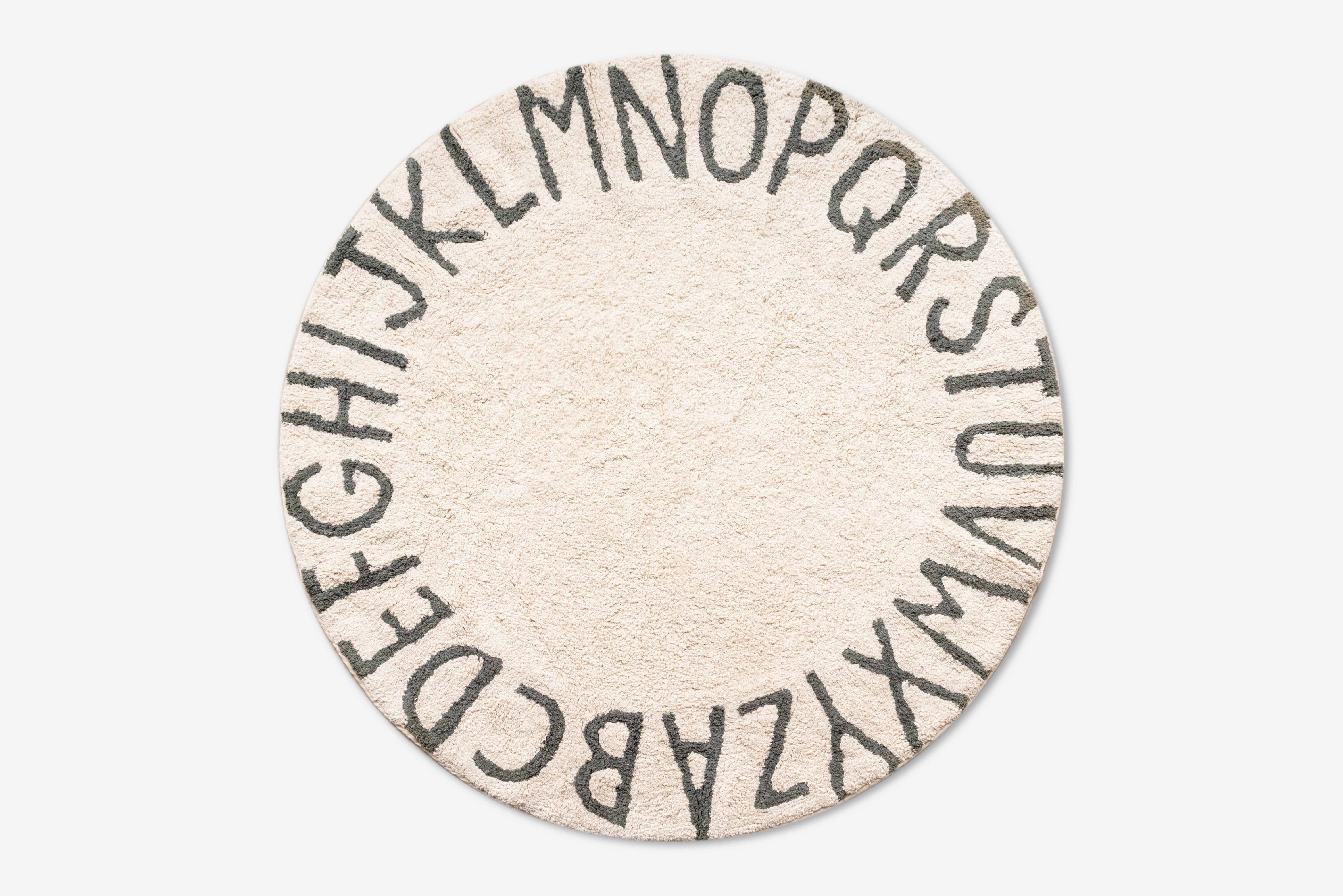 TAPIS ALPHABET ENFANT ROND CRÈME ET NOIR Ø140CM | Leroy Merlin