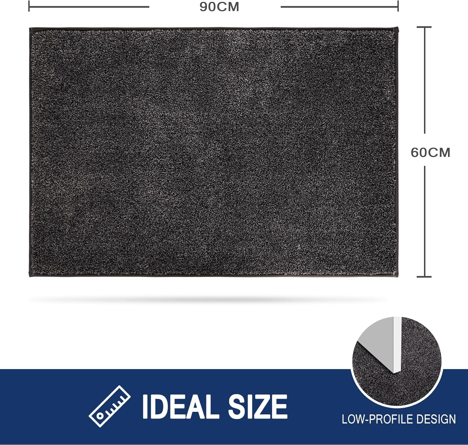 Tapis de Sol Antidérapant Lavable en Machine, Tapis d'Entrée avec Microfibres Douces Absorbantes pour Chien, Entrée, Porte et Couloir, 60 x 90 cm - 7