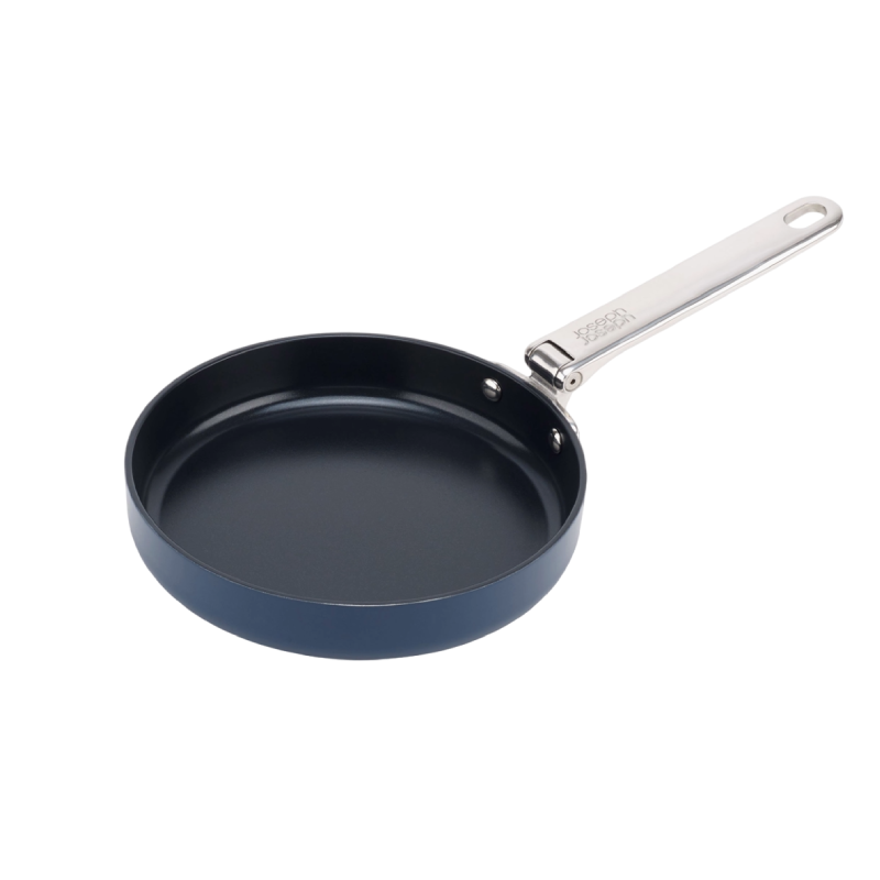 20 cm, niebieska, nieprzywierająca patelnia ceramiczna ze składanym uchwytem