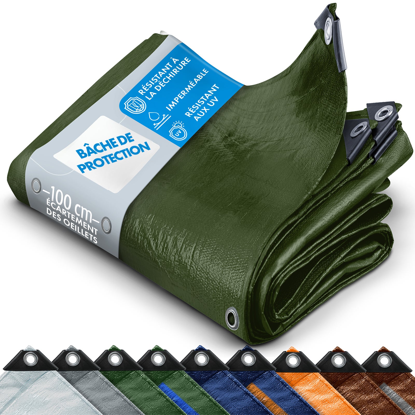 Bâche de protection ultra résistante 140 g/m² Vert 6 x 10 m - 3