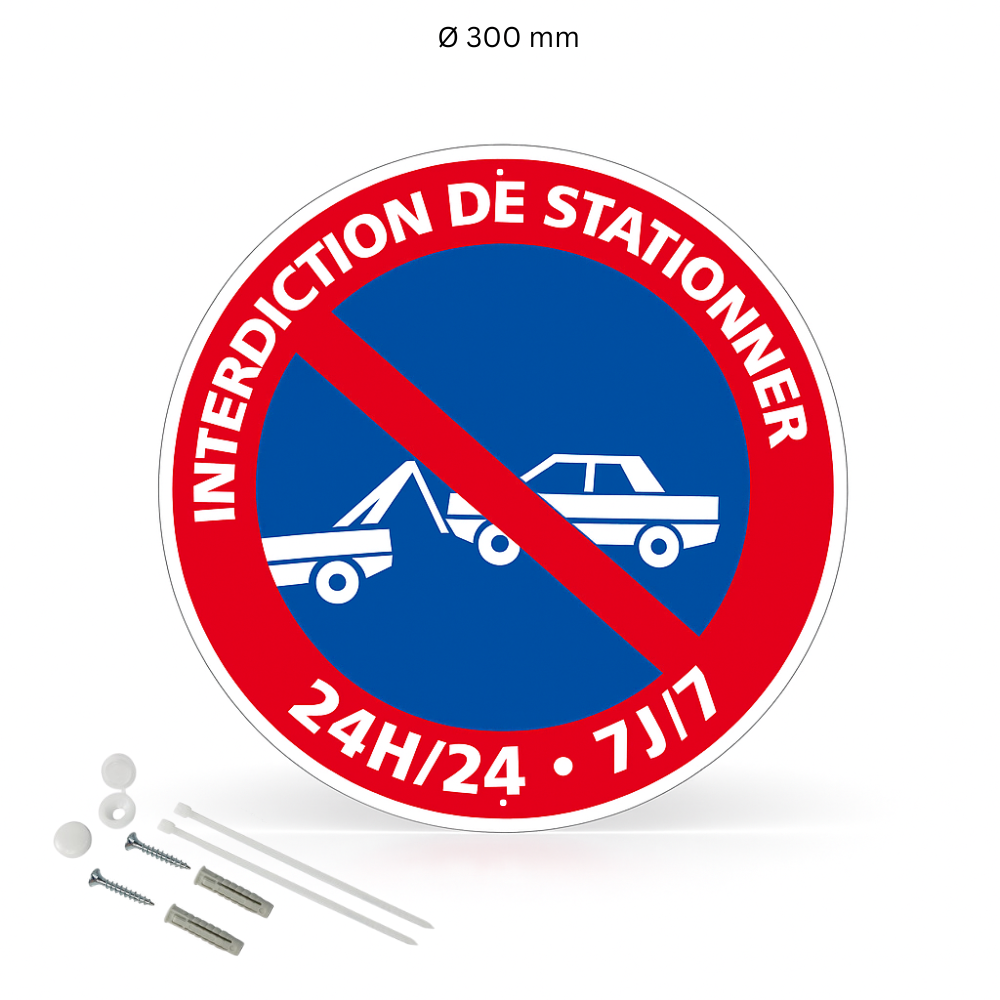 Aua Signaletique - Panneau Interdiction de Stationner Parking Privé - 450 Mm, Pvc 1. 5 mm