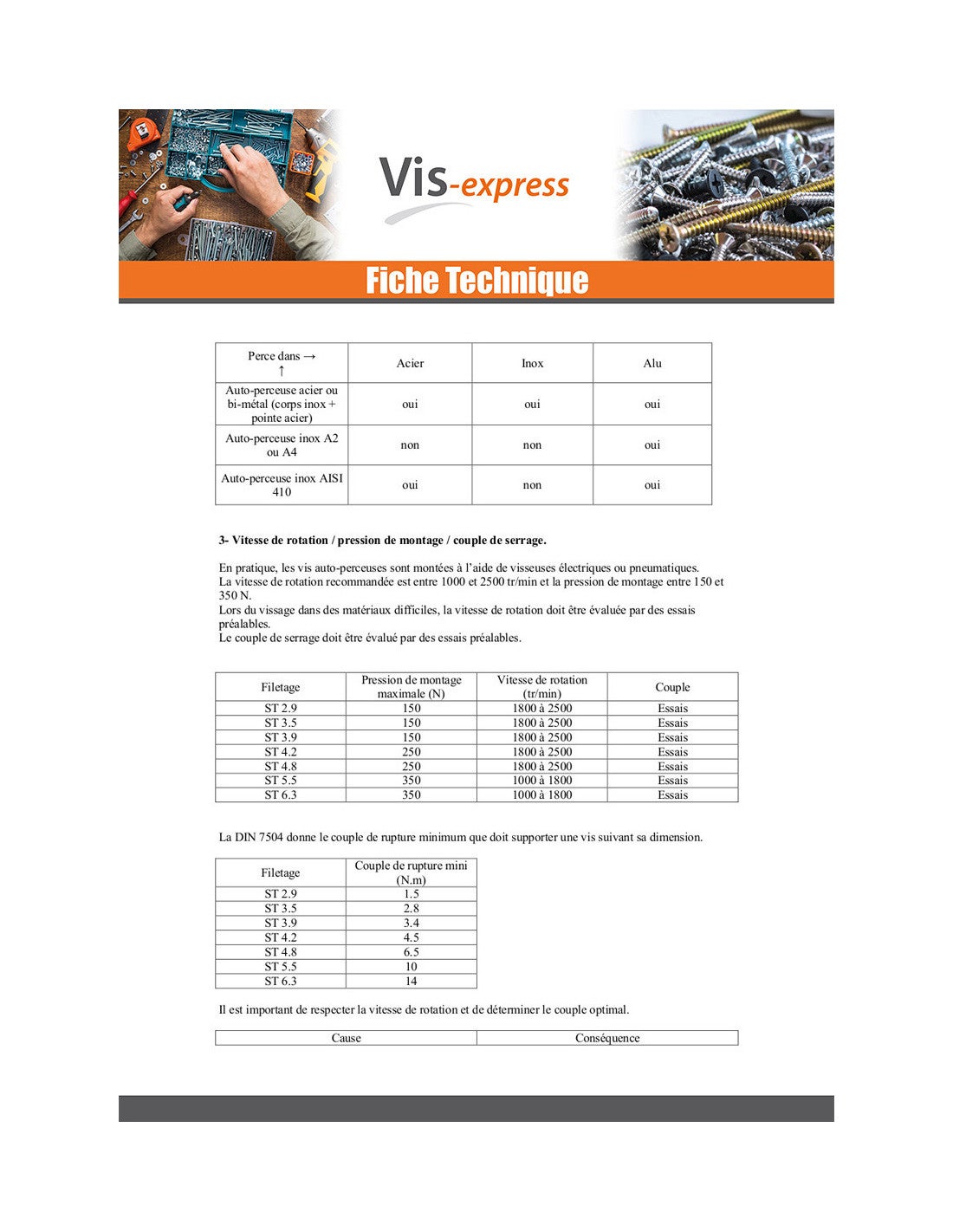 Vis autoperceuse Tête fraisée Phillips 4.8X65 Filet tôle Acier zingué-200 pièces - 5