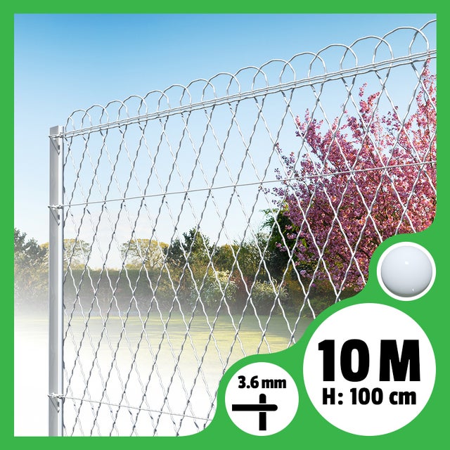Bordure parisienne ronde longueur 10m - Blanc, 100cm, 3.6mm