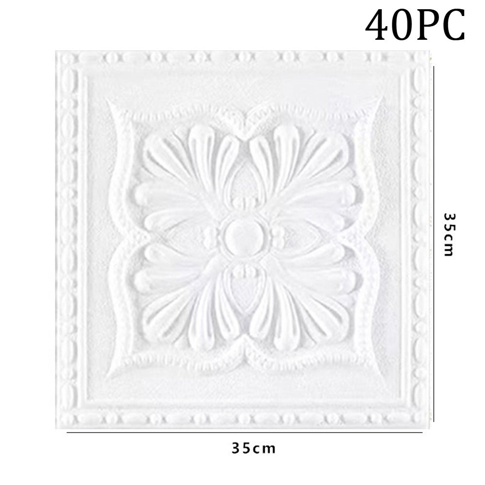 Naklejka ścienna z pianki 3D, 40 sztuk, samoprzylepna naklejka na ścianę sufitową, 35 × 35 cm, dekoracja do renowacji domu, QT1-4