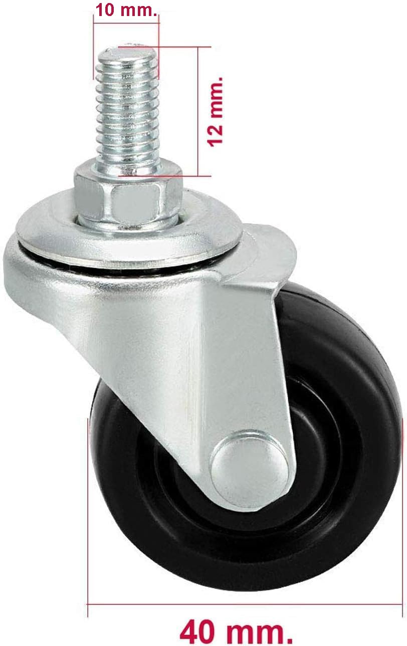 Oajen 2" 50mm Chrome Chair Caster, 4 Pack, 5/16" - 18 X 1 - Foto 4