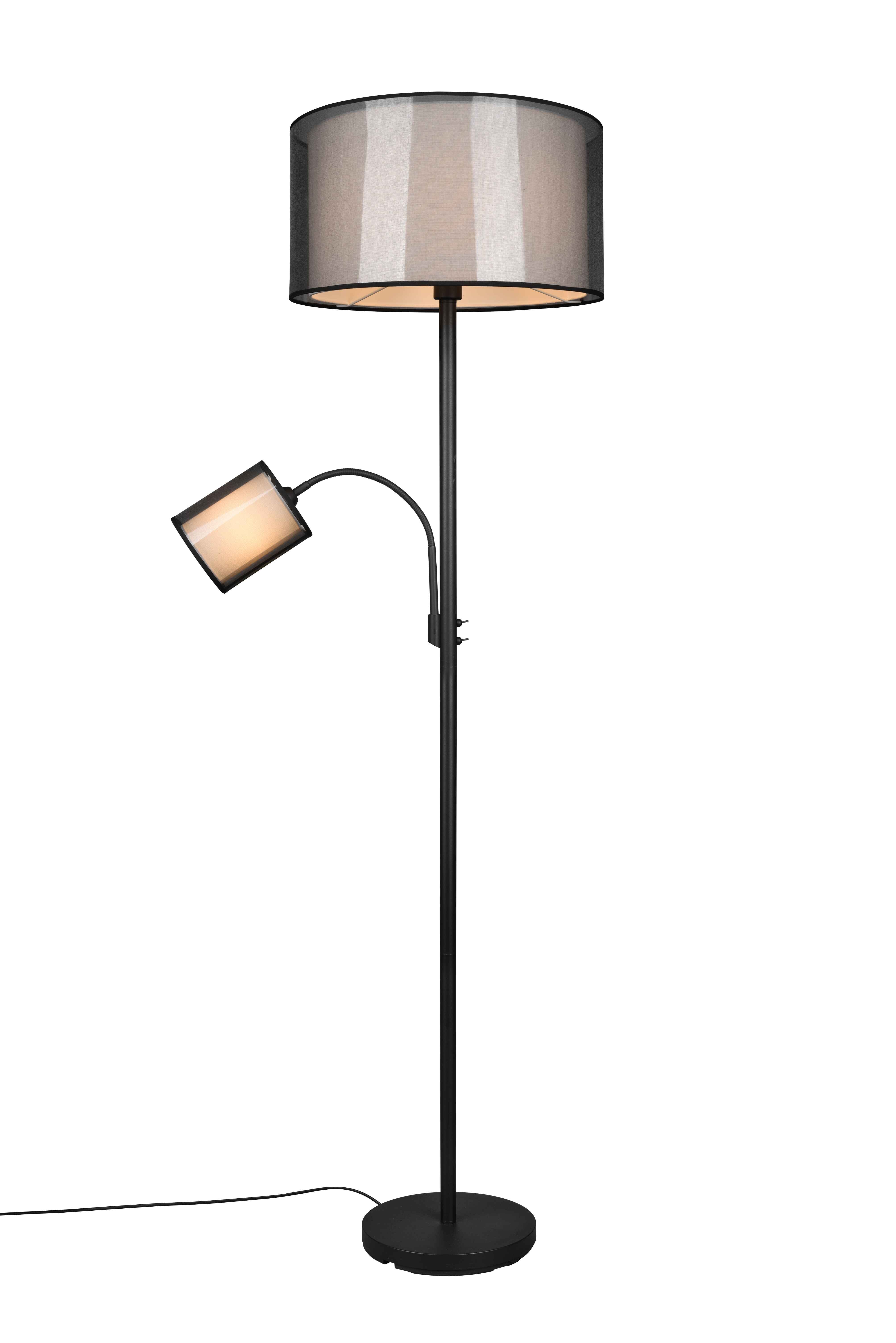 Lampa podłogowa stojąca Burton czarno-biała 1xE27x60W wym: 174 x 45 x 45 cm tkanina Trio
