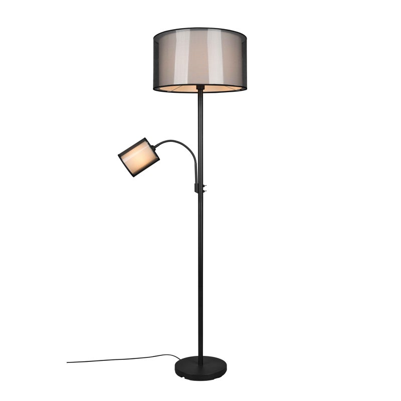Lampa podłogowa stojąca Burton czarno-biała 1xE27x60W wym: 174 x 45 x 45 cm tkanina Trio