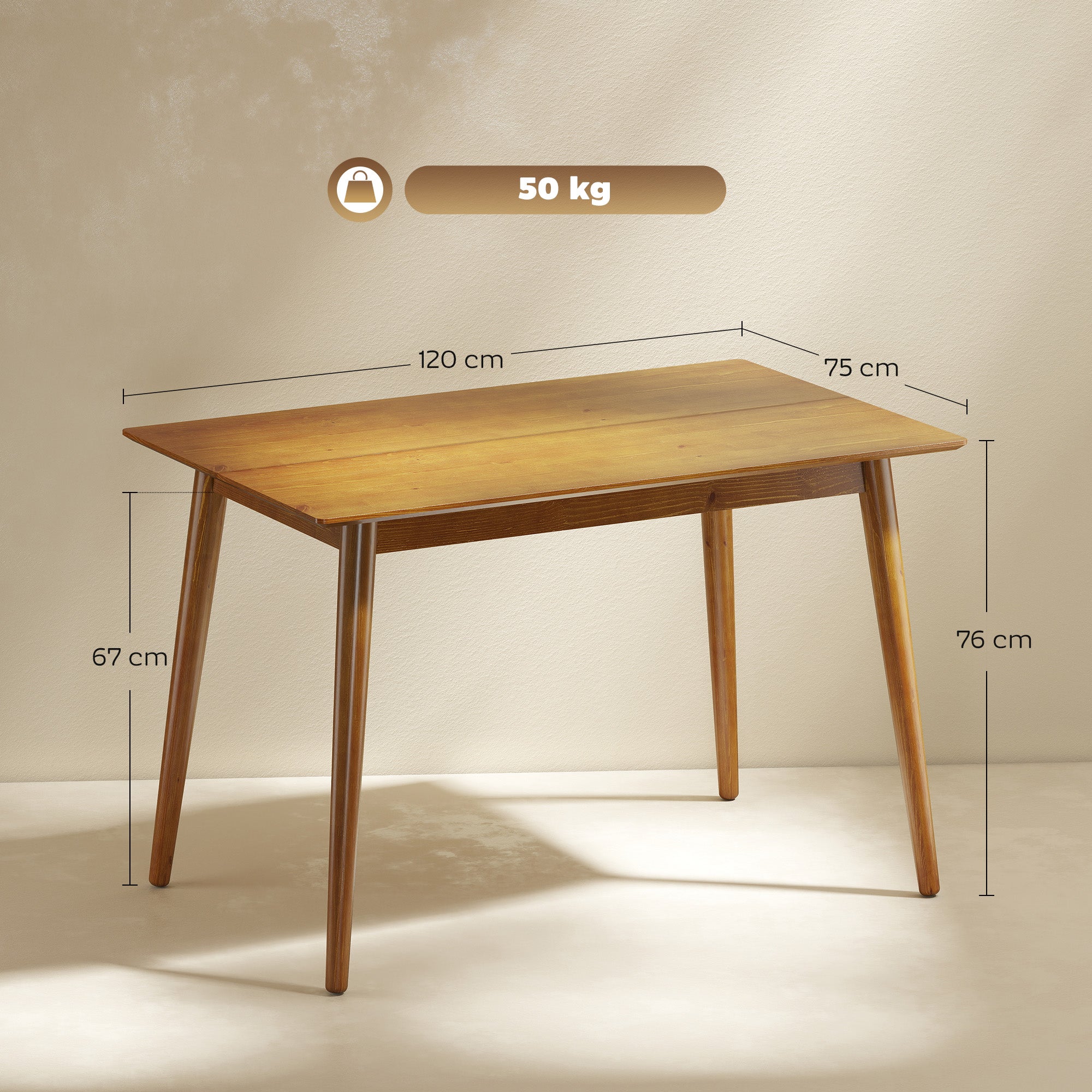Grande table à manger design pour 4 à 6 personnes, en bois, dimensions ...