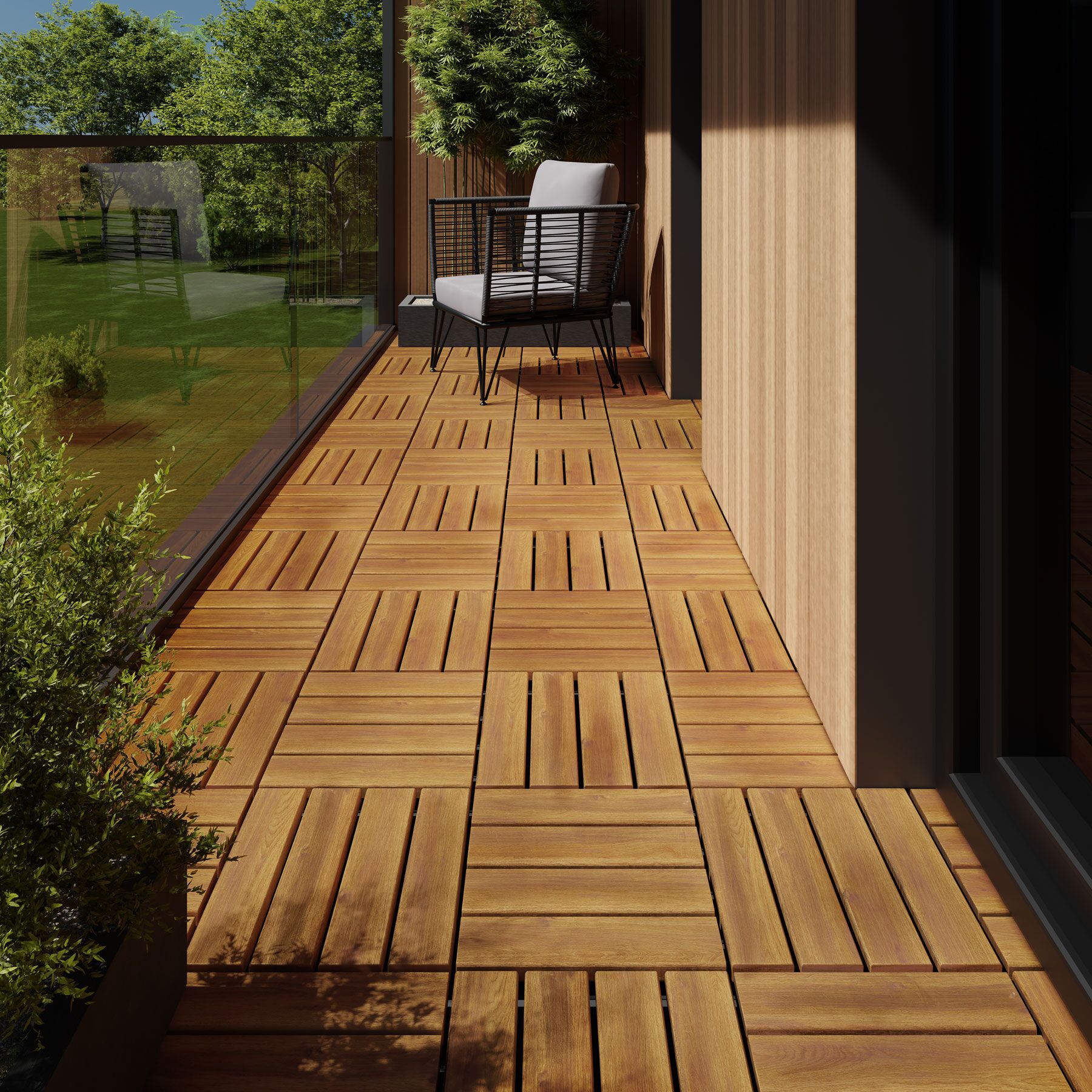 Dalles de terrasse TABULA 4 lames avec système d'encliquetage TECTAKE - 2