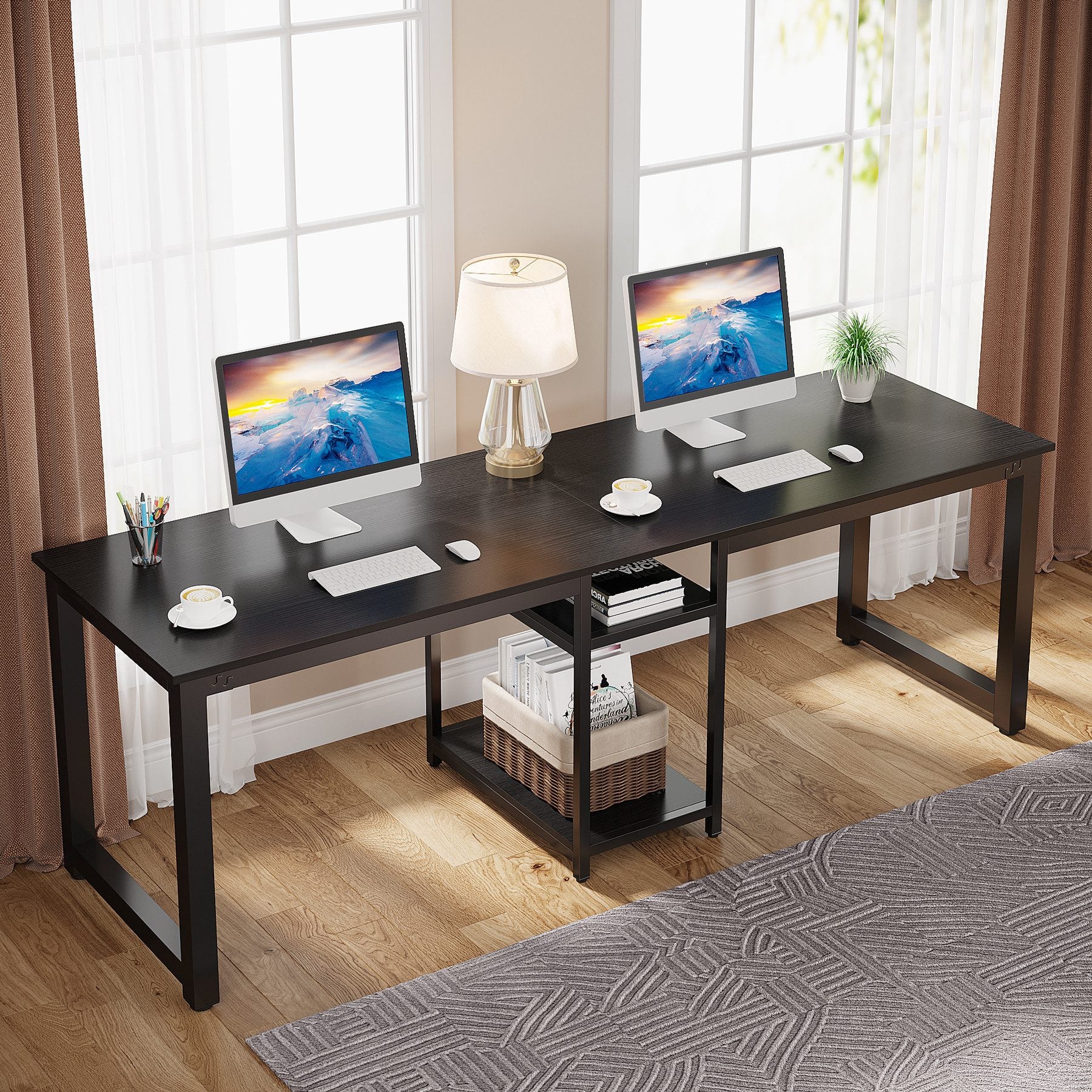 Bureau en chêne massif avec pieds en épingle à cheveux, bois