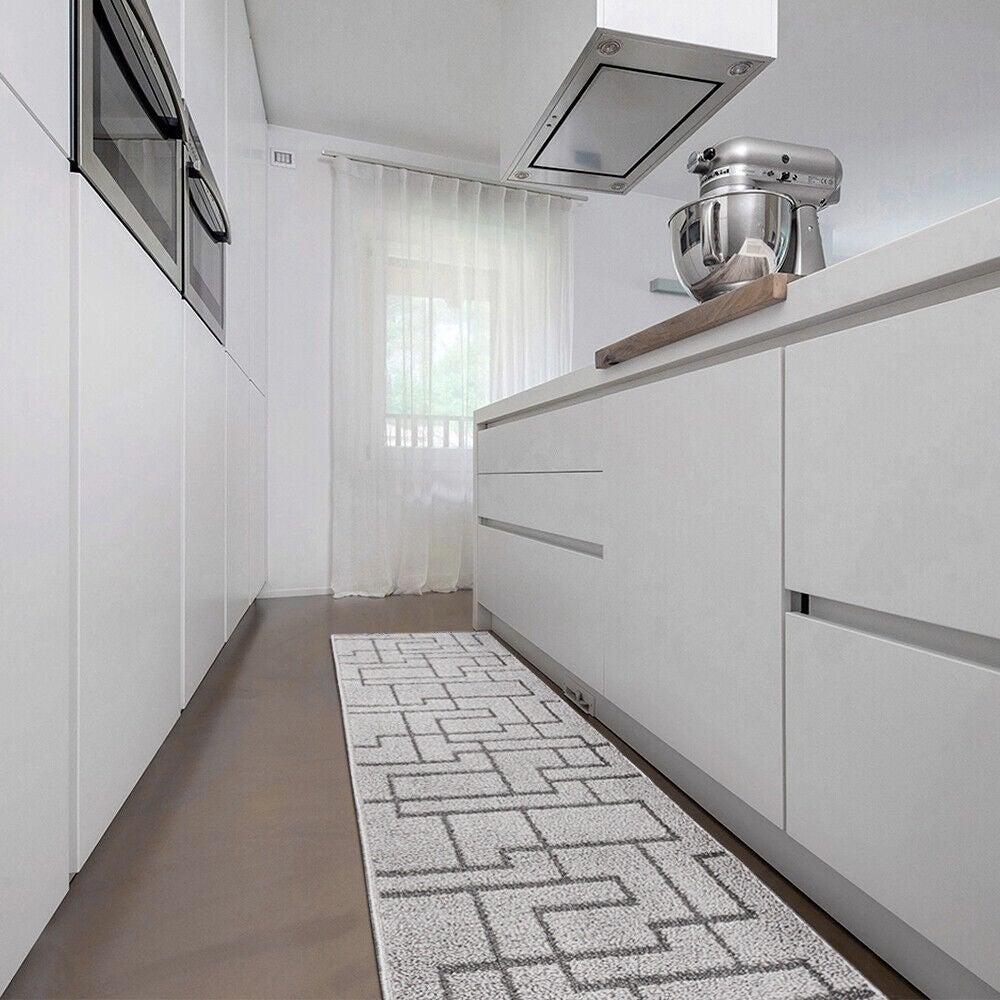 Tapete De Cozinha 50X115 cm Moderno Absorvente Antiderrapante Desenho  Geométrico Cor Lisa Cinza