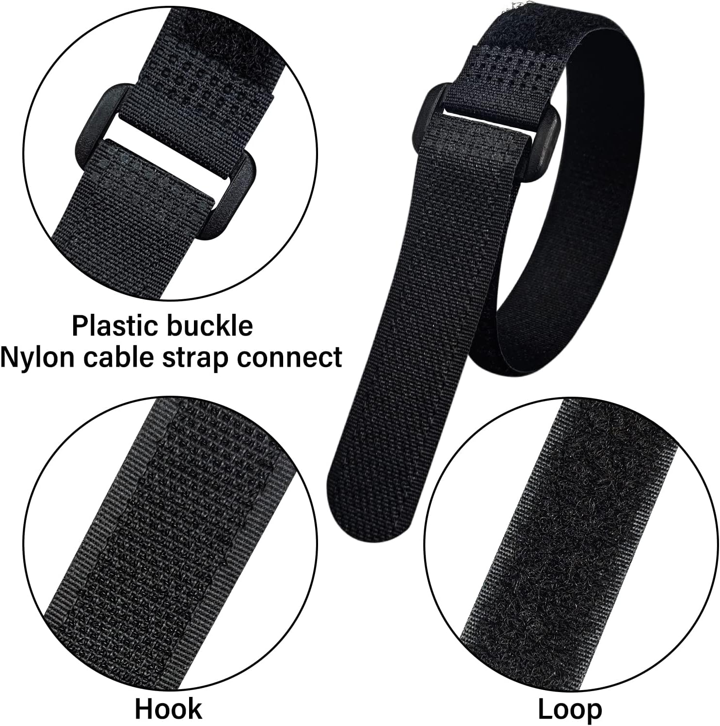 Confezione Da 50 Fascette Fermacavi Nere Con Velcro E Gancio E Passante Per L Organizzazione Della Gestione Dei Cavi 97103461 - Foto 5