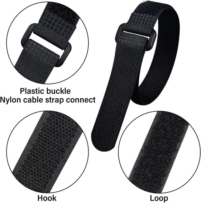 Confezione Da 50 Fascette Fermacavi Nere Con Velcro E Gancio E Passante Per L Organizzazione Della Gestione Dei Cavi 97103461 - Foto 5