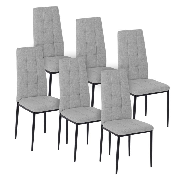 Zestaw 6x Krzesło Tapicerowane do Jadalni TEX Szare Nowoczesne Loft