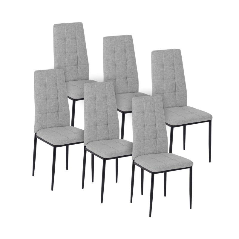 Zestaw 6x Krzesło Tapicerowane do Jadalni TEX Szare Nowoczesne Loft